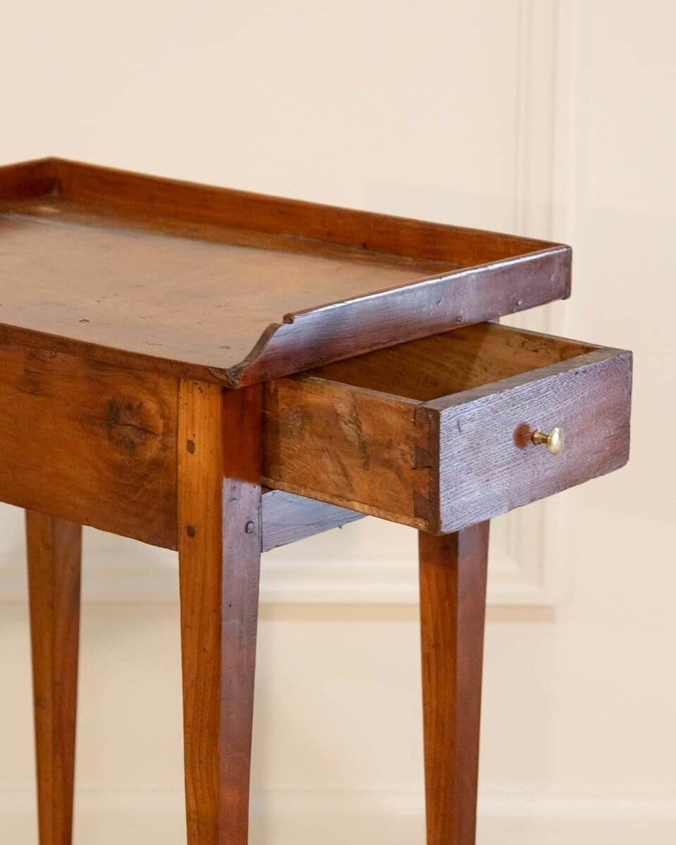 Louis XVI–Style Walnut Side Table with Gallery Top, France - JAA