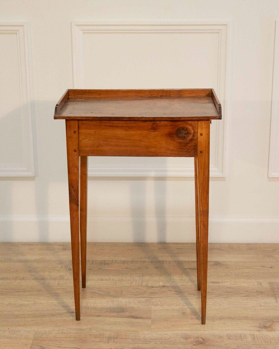 Louis XVI–Style Walnut Side Table with Gallery Top, France - JAA