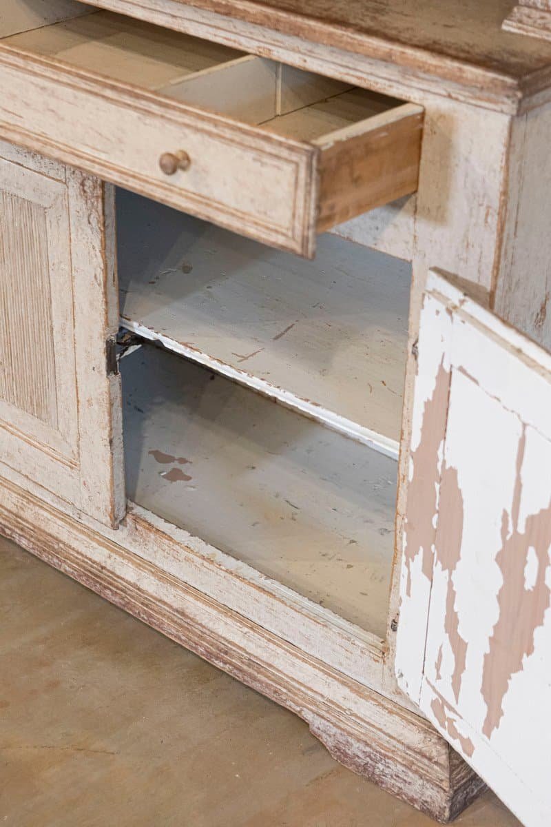 Swedish Early 19th Century Gustavian Painted Tall Cabinet with Reeded Doors - JAA