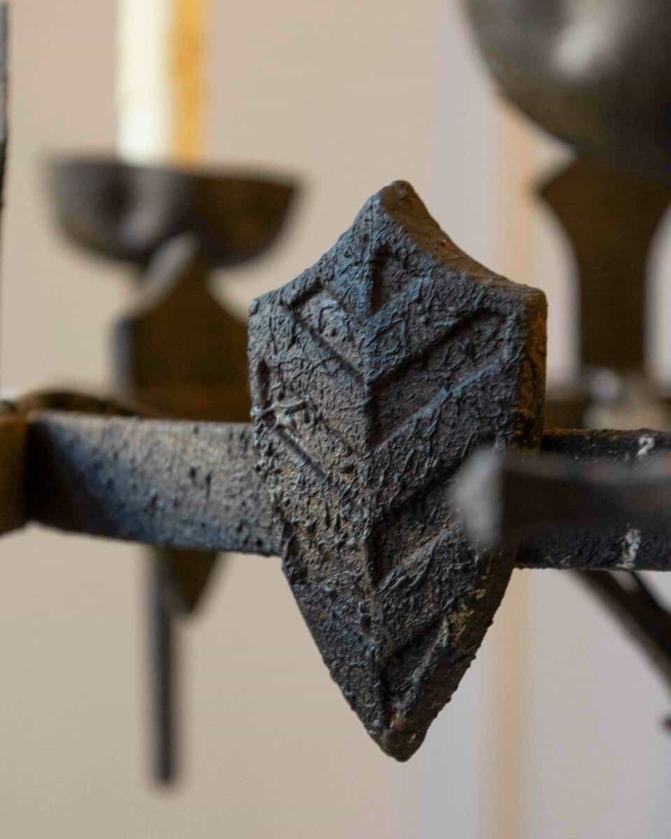 20th-Century French Wrought Iron Chandelier with Gothic Overtones - JAA