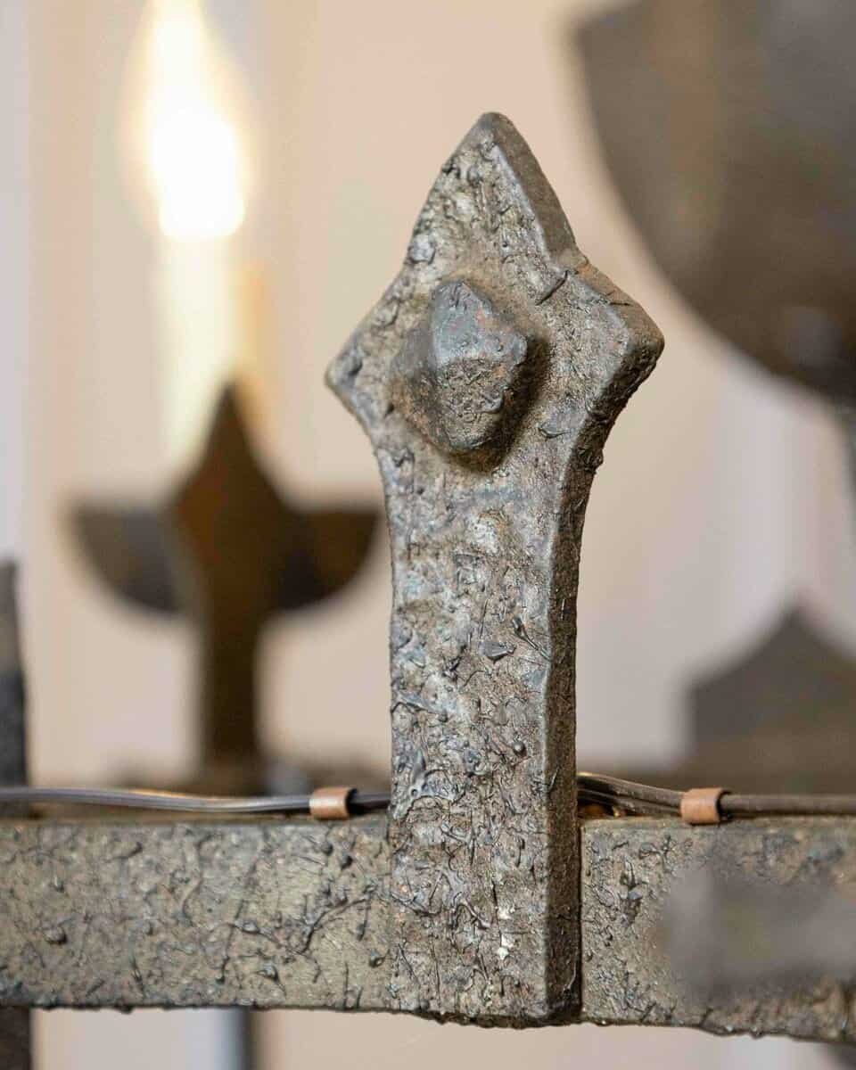 20th-Century French Wrought Iron Chandelier with Gothic Overtones - JAA