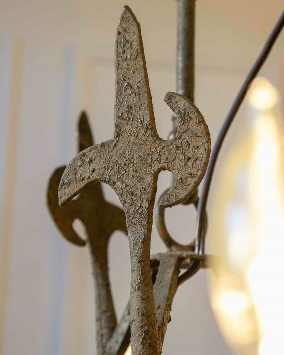 20th-Century French Wrought Iron Chandelier with Gothic Overtones - JAA