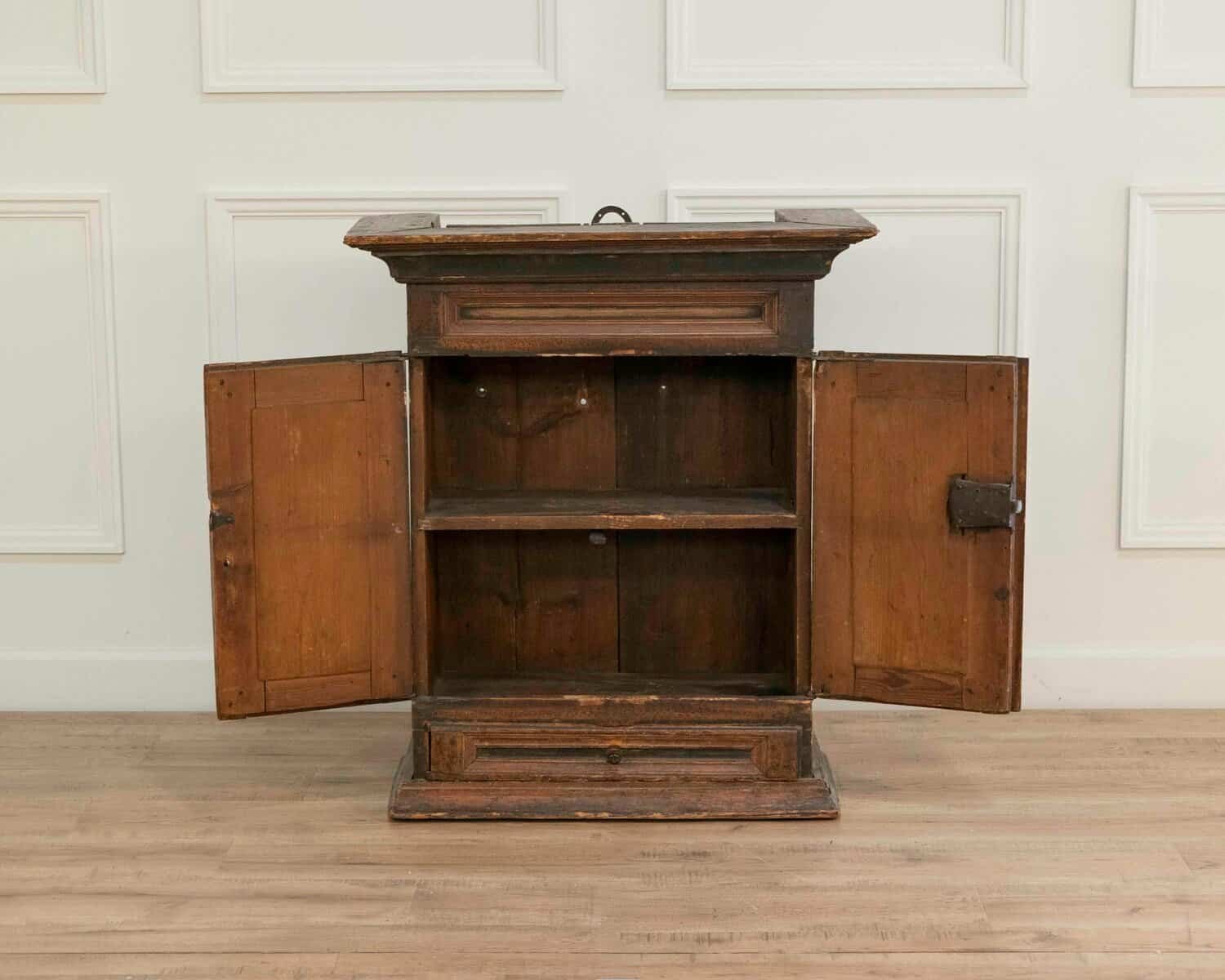 Original 19th-Century Painted Wall Cabinet with Two Doors and One Drawer - JAA