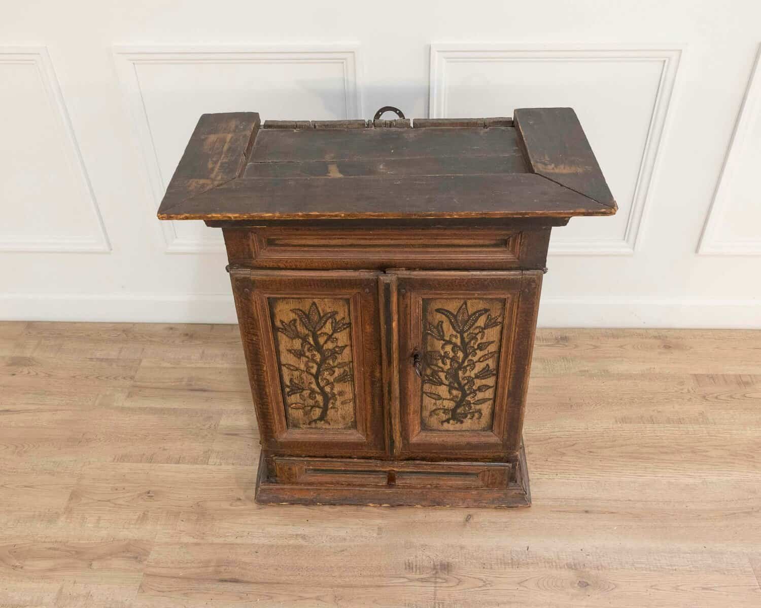 Original 19th-Century Painted Wall Cabinet with Two Doors and One Drawer - JAA