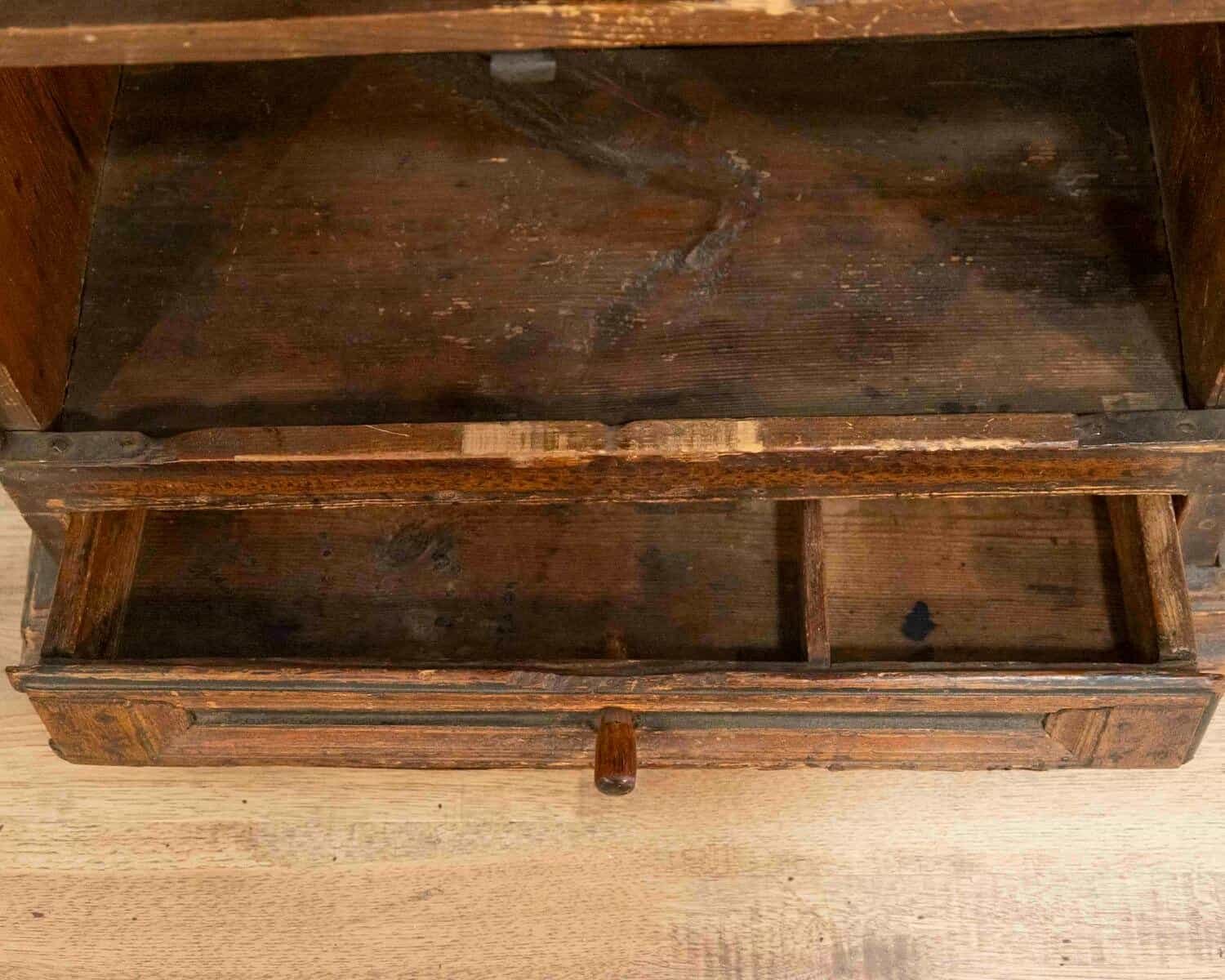 Original 19th-Century Painted Wall Cabinet with Two Doors and One Drawer - JAA