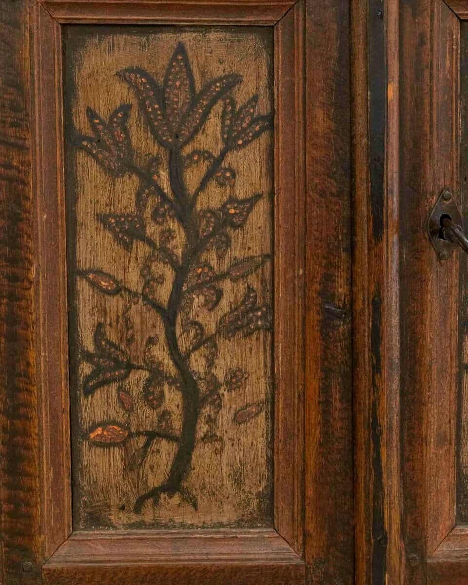 Original 19th-Century Painted Wall Cabinet with Two Doors and One Drawer - JAA