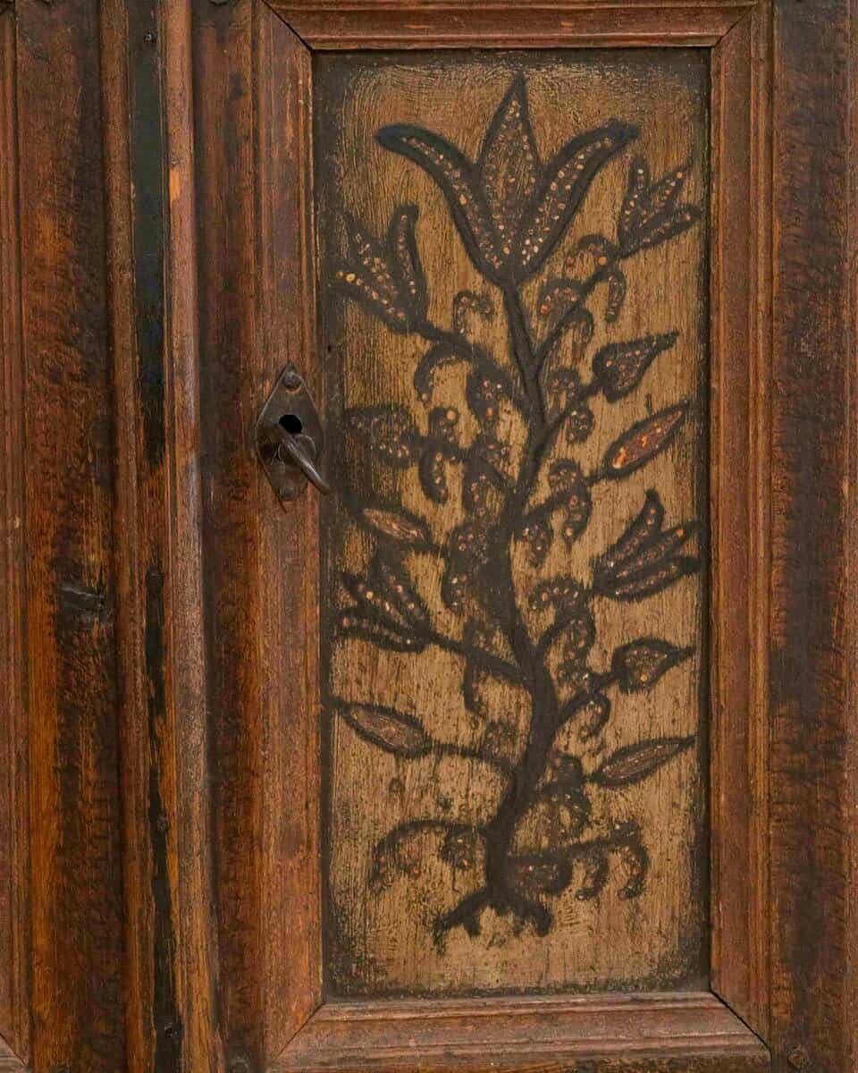 Original 19th-Century Painted Wall Cabinet with Two Doors and One Drawer - JAA