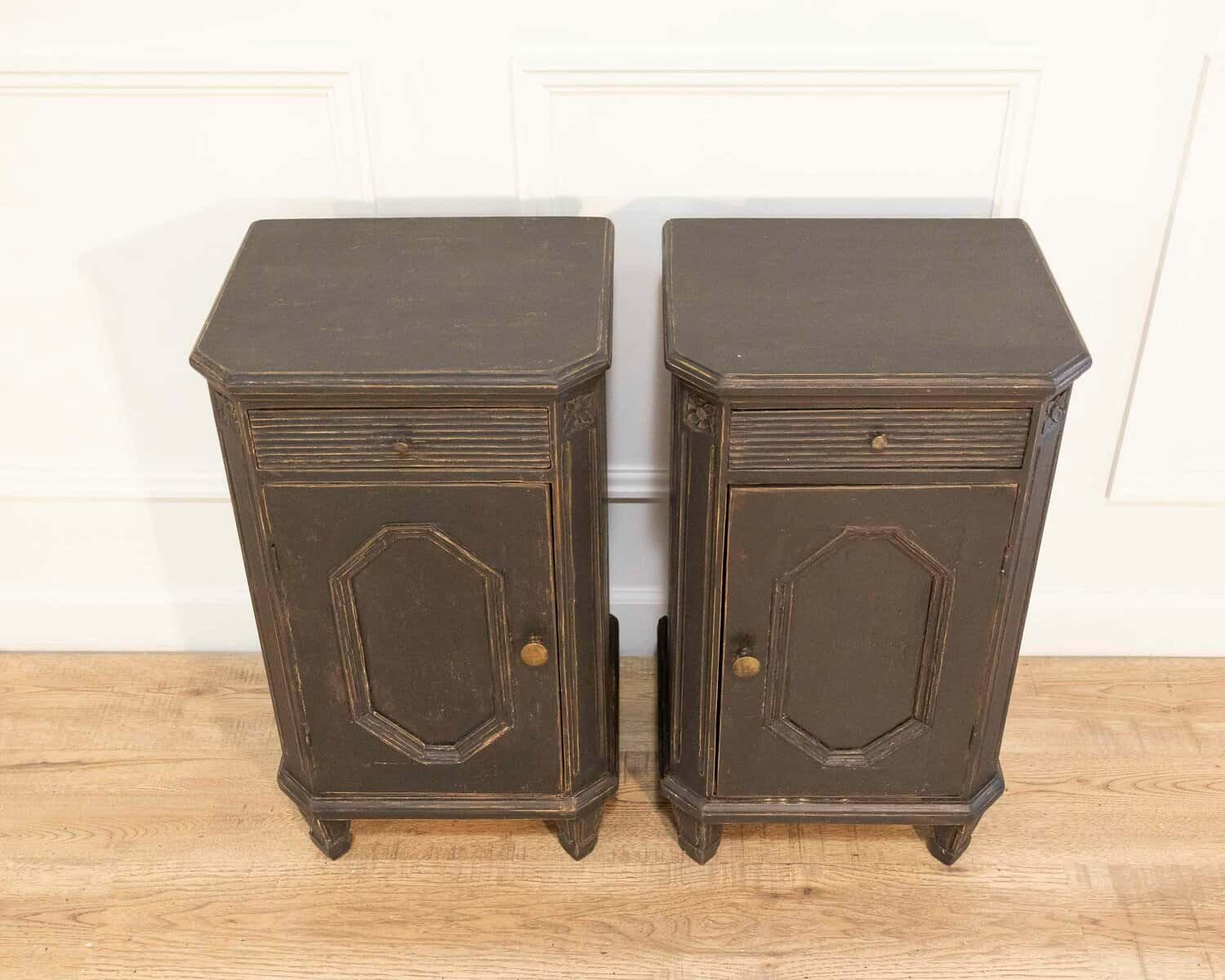 Pair of Swedish Nightstands in Black Paint, Circa 1880 - JAA