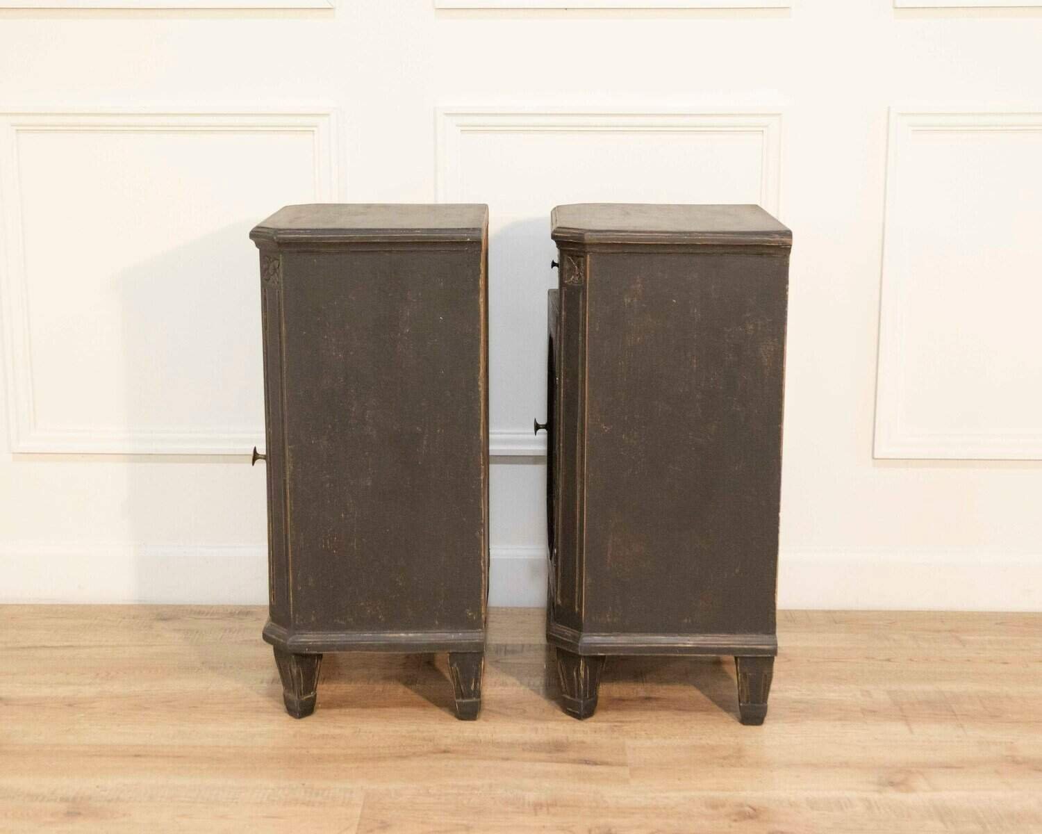 Pair of Swedish Nightstands in Black Paint, Circa 1880 - JAA