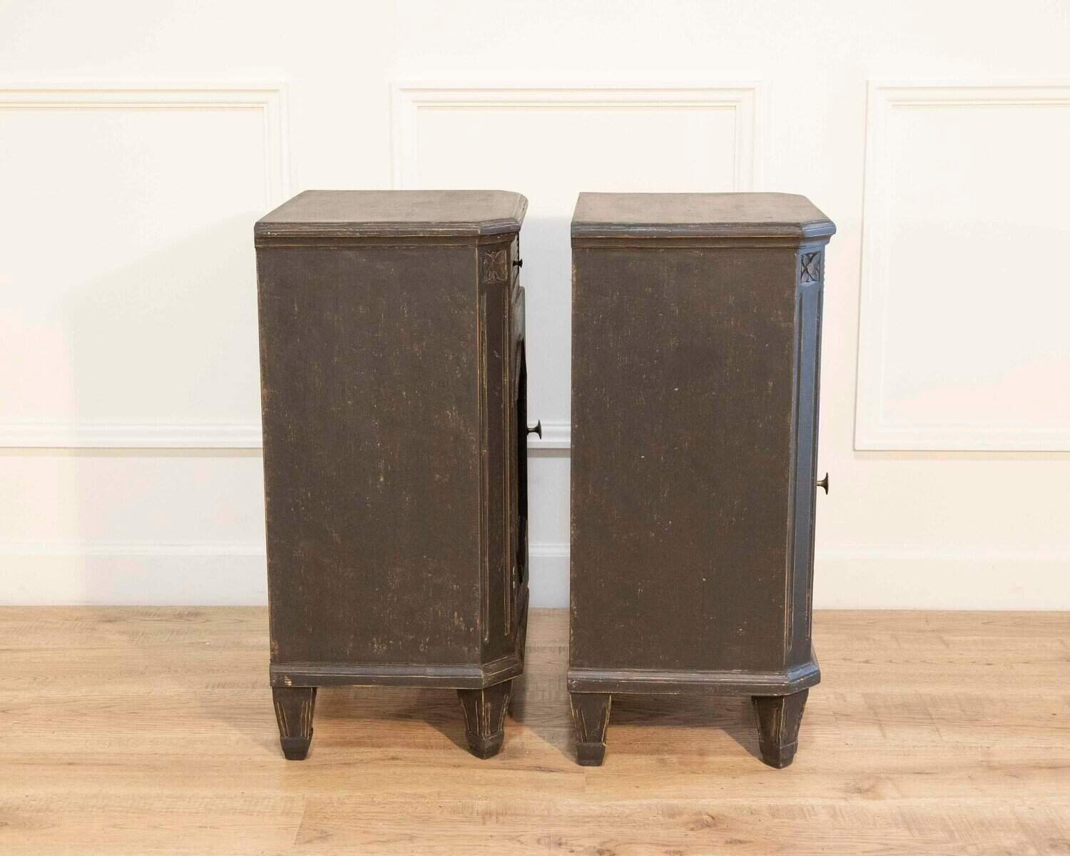 Pair of Swedish Nightstands in Black Paint, Circa 1880 - JAA