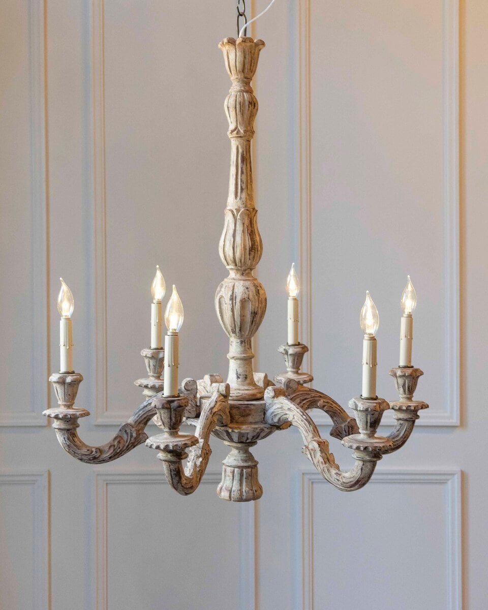 New Carved Wooden Chandelier - JAA