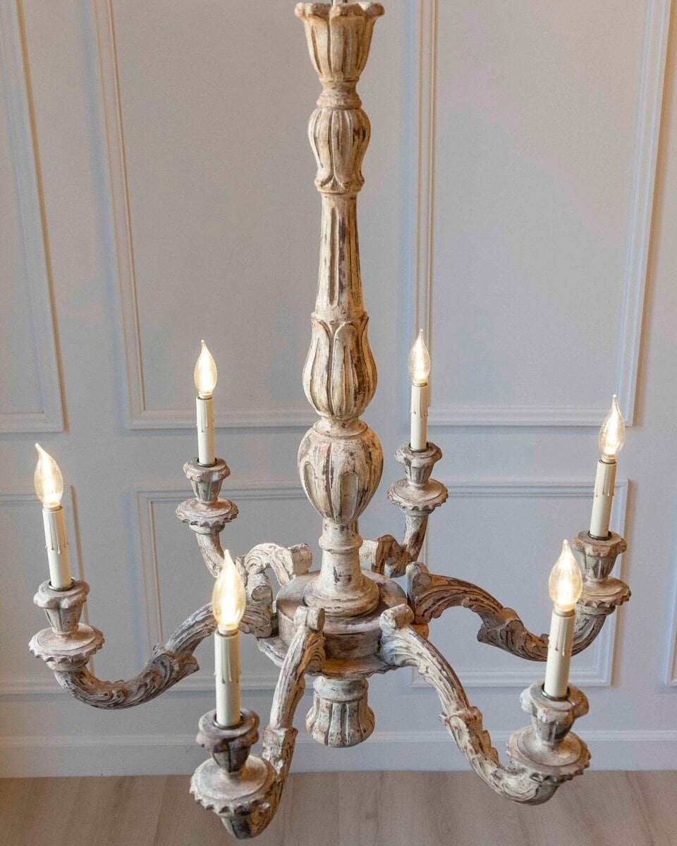 New Carved Wooden Chandelier - JAA