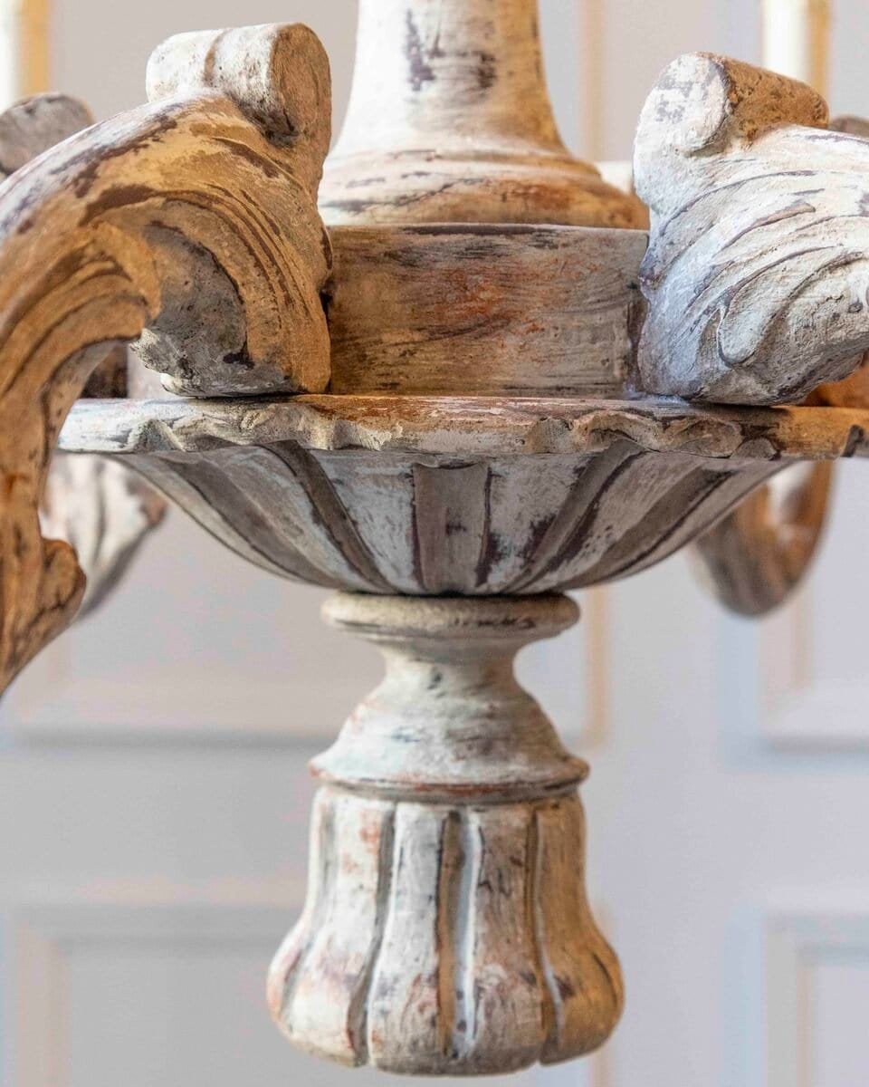 New Carved Wooden Chandelier - JAA