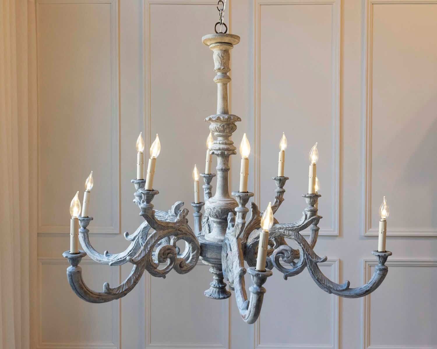 Large Carved Wooden Chandelier - JAA