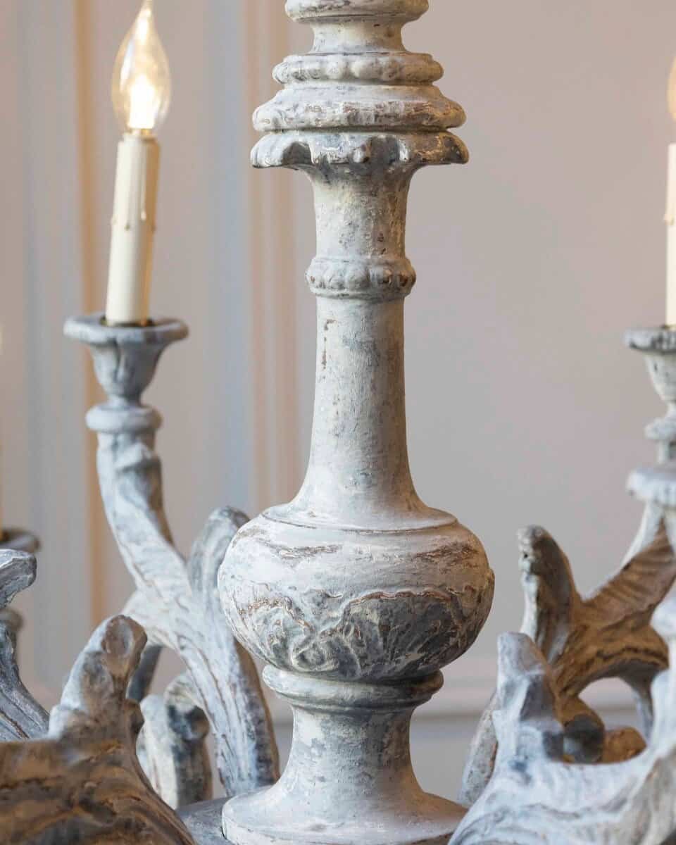 Large Carved Wooden Chandelier - JAA