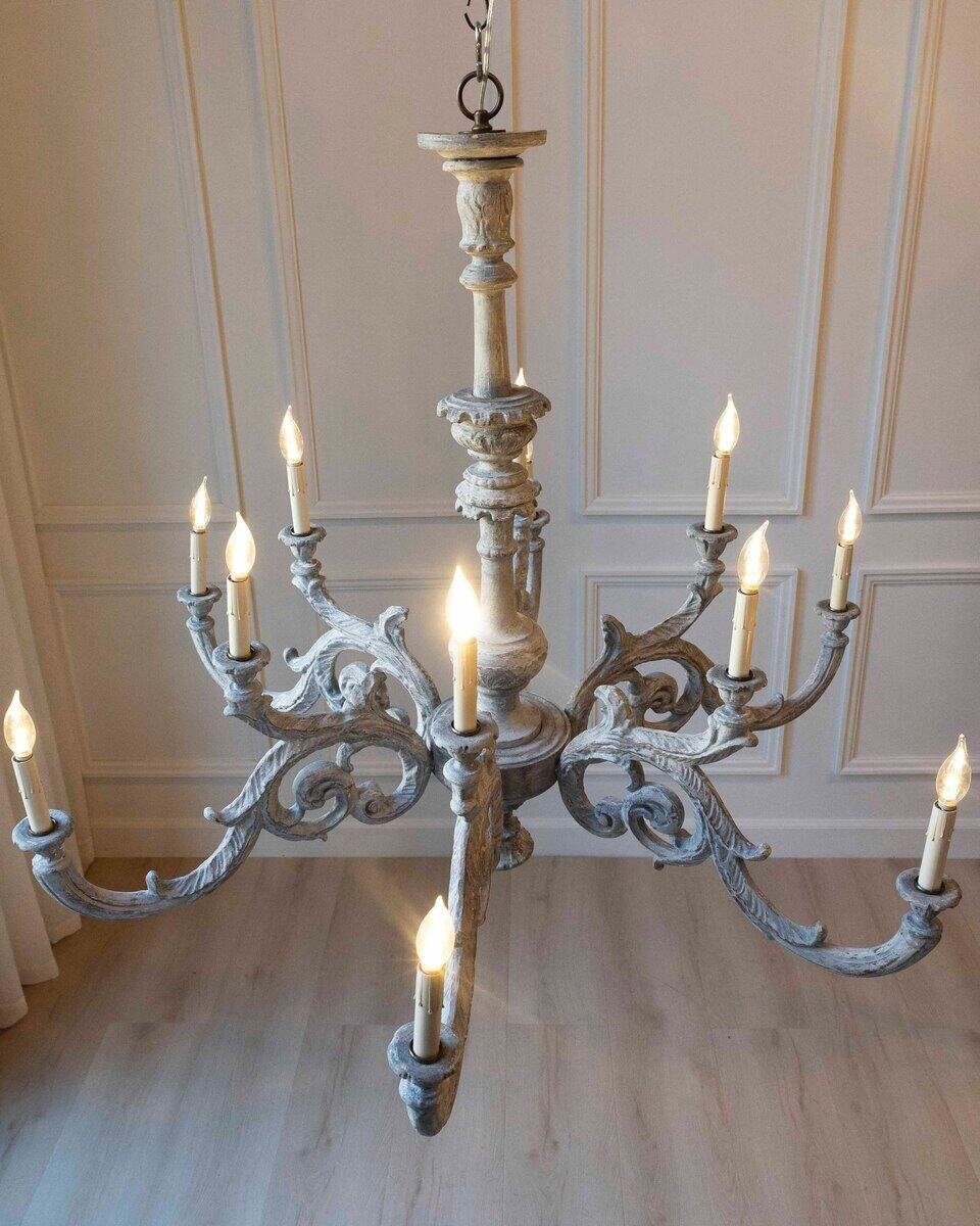 Large Carved Wooden Chandelier - JAA
