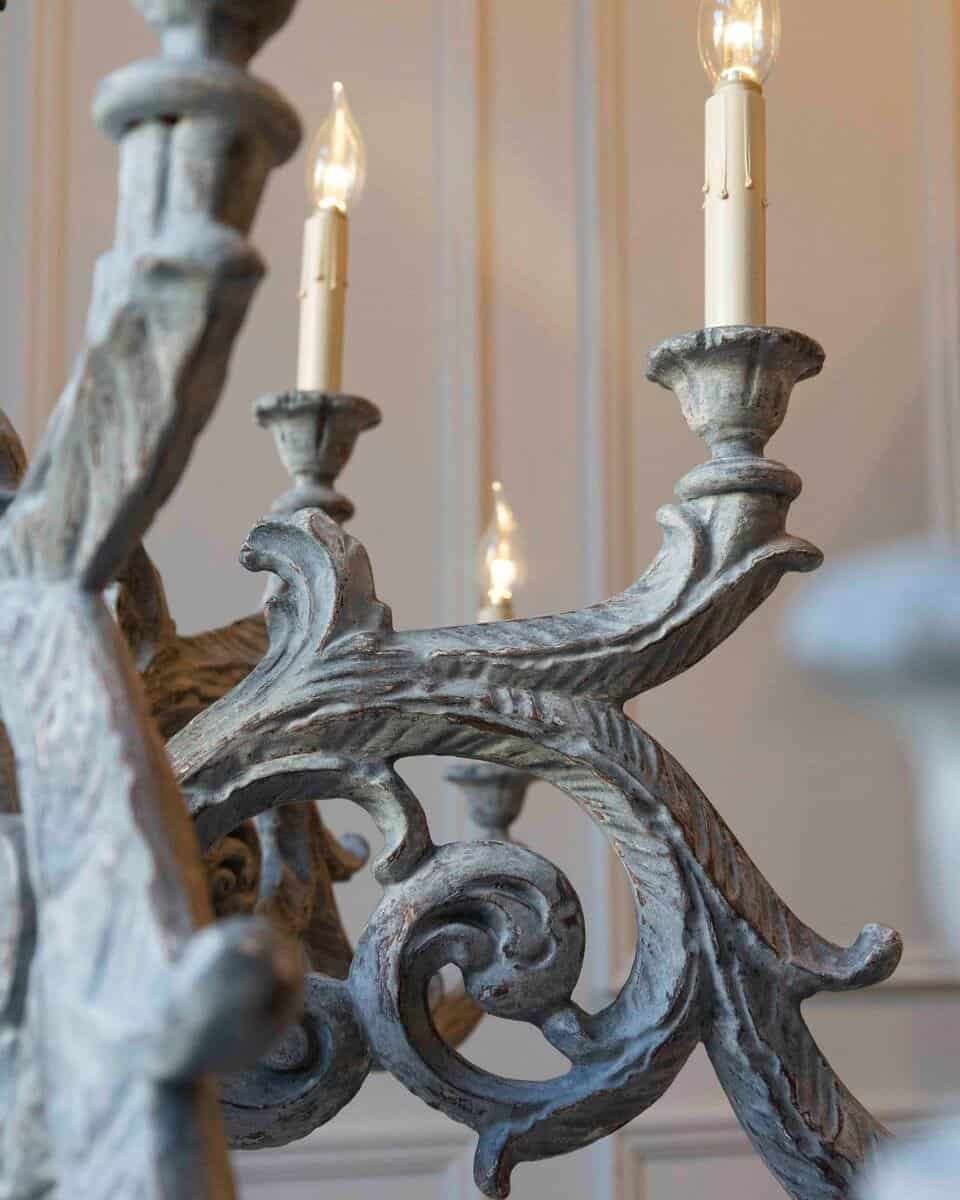 Large Carved Wooden Chandelier - JAA