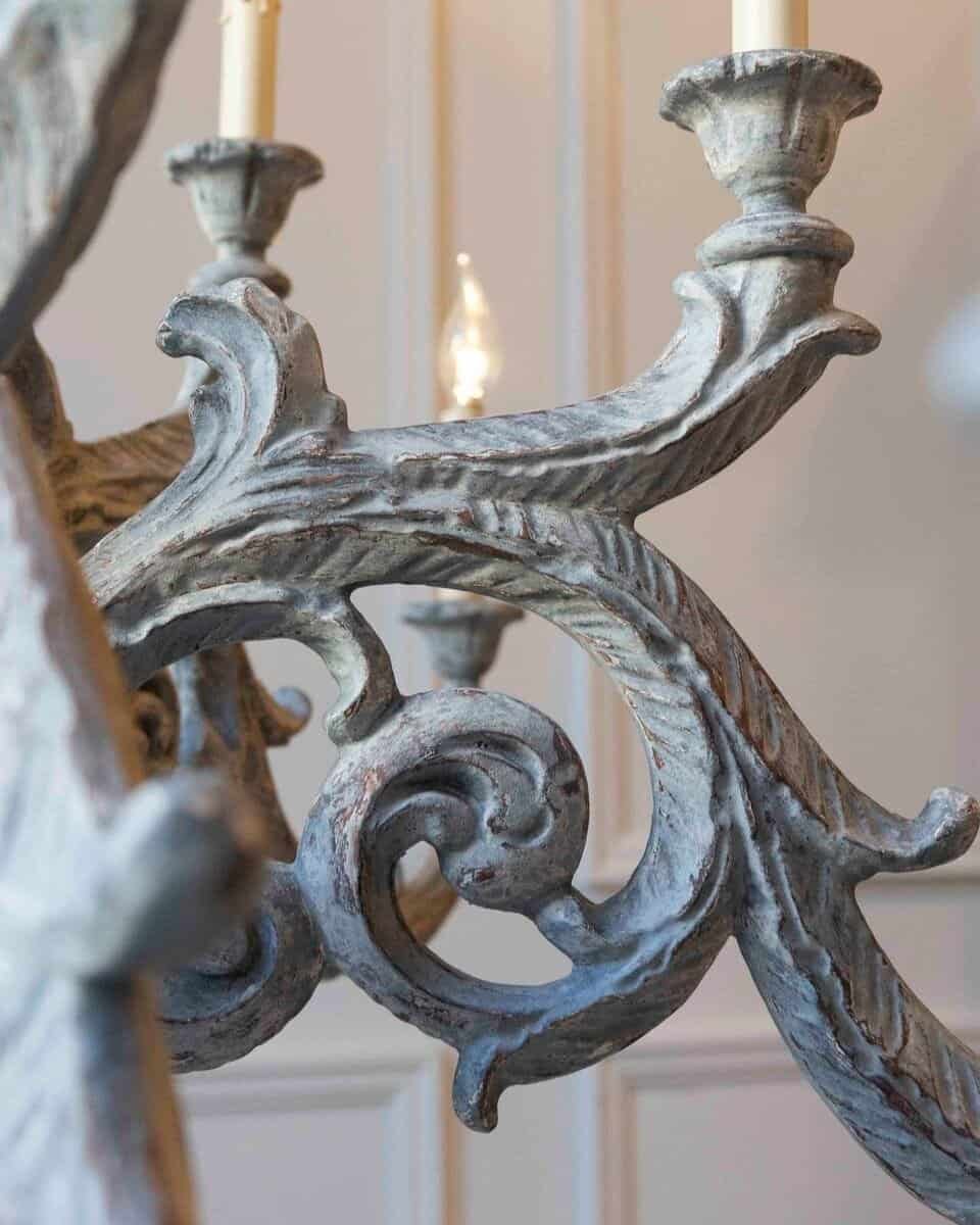 Large Carved Wooden Chandelier - JAA