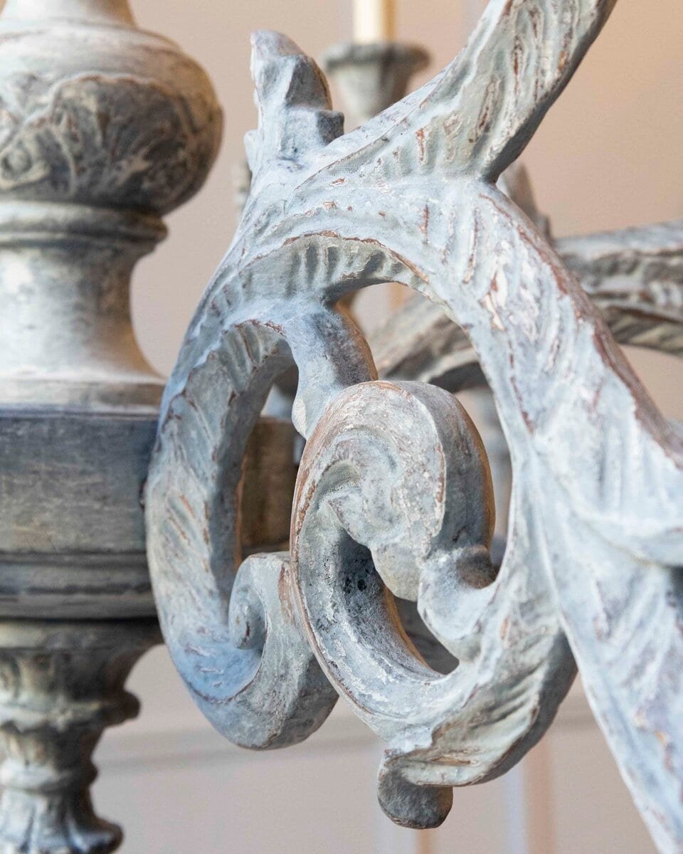 Large Carved Wooden Chandelier - JAA