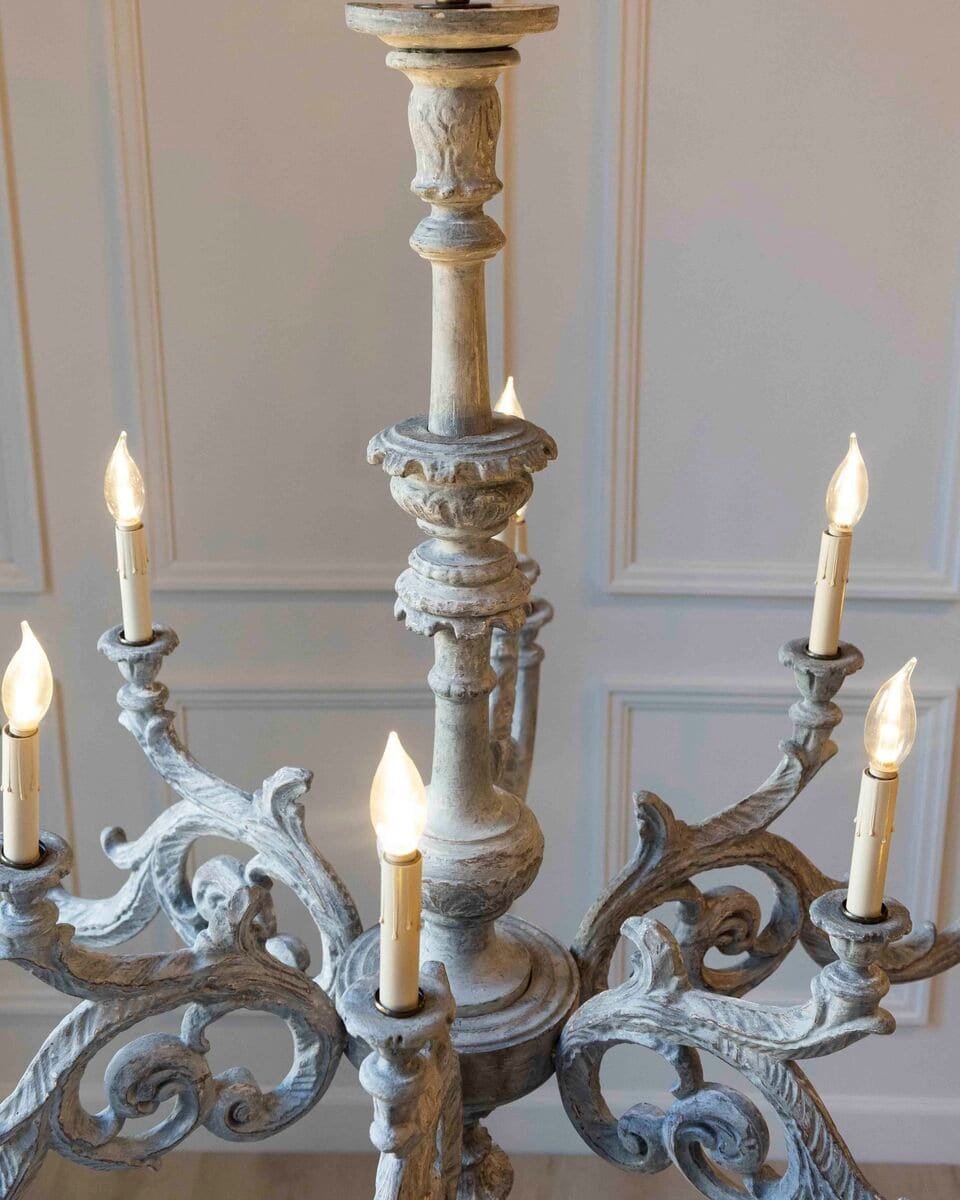 Large Carved Wooden Chandelier - JAA