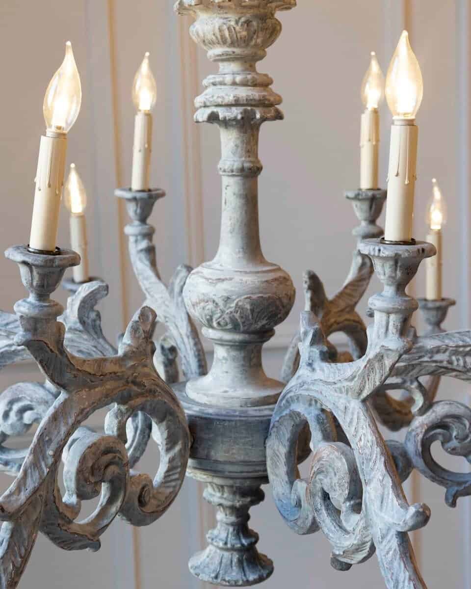 Large Carved Wooden Chandelier - JAA