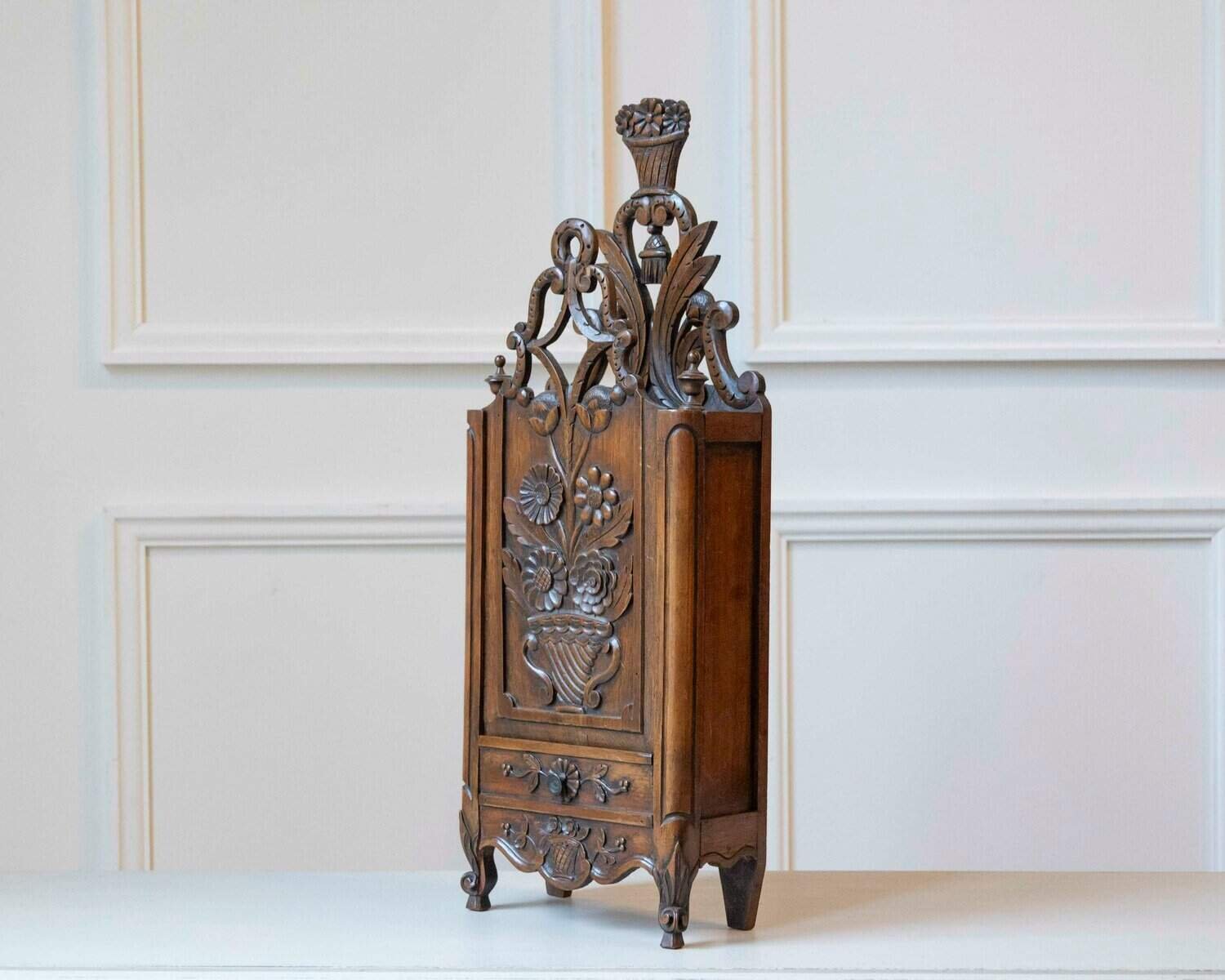 Large Provençal Walnut Fariniero with Carved Openwork, Early 19th Century - JAA