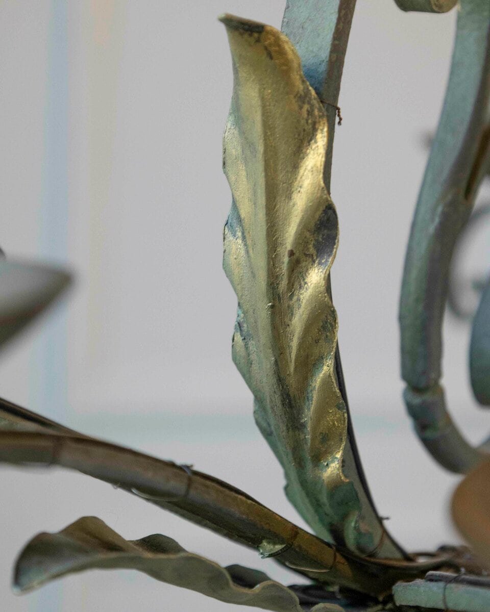 French 19th Century Six-Light Iron Chandelier with Spiral and Scrolling Arms - JAA