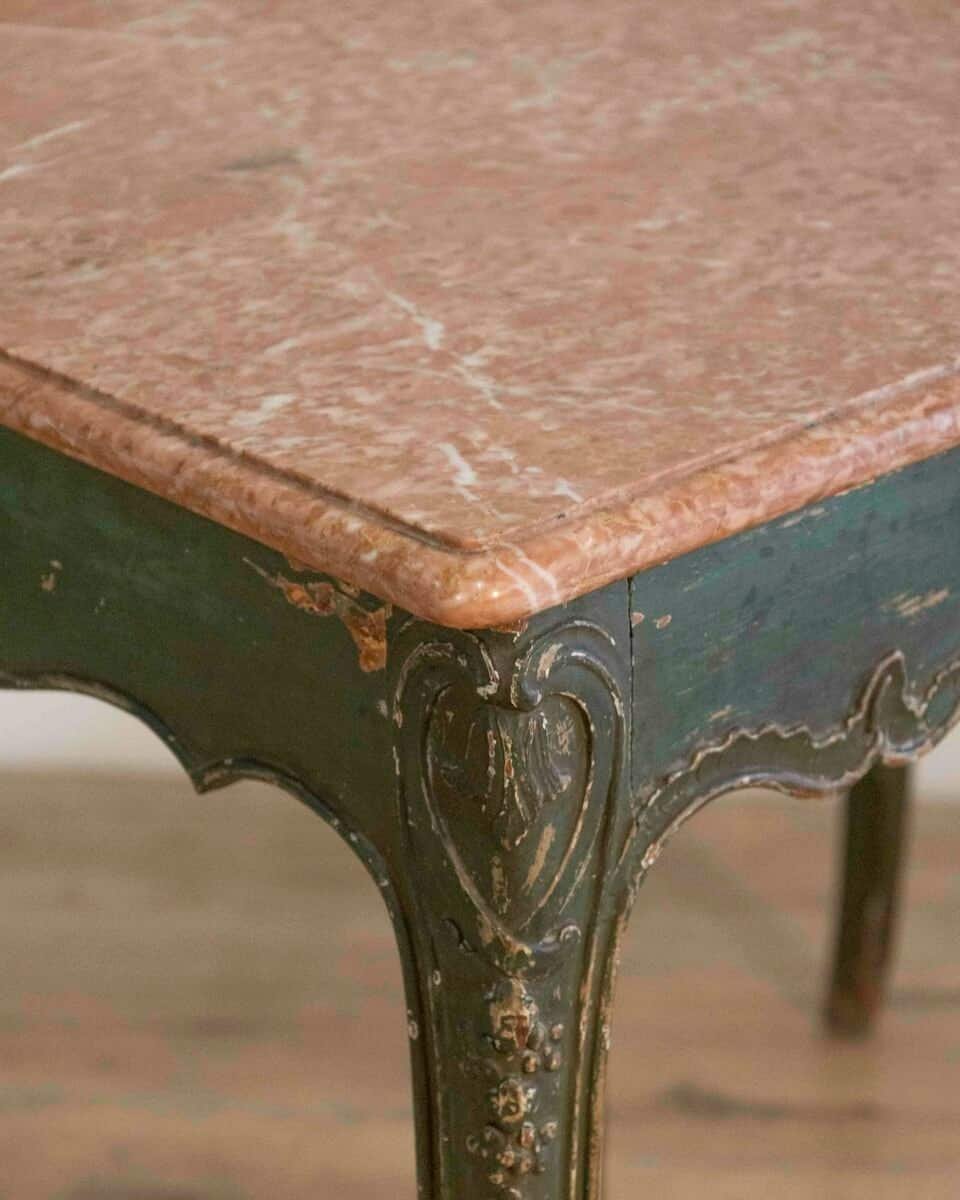 Regency Period Painted Game Table with Marble Top, Early 19th Century - JAA