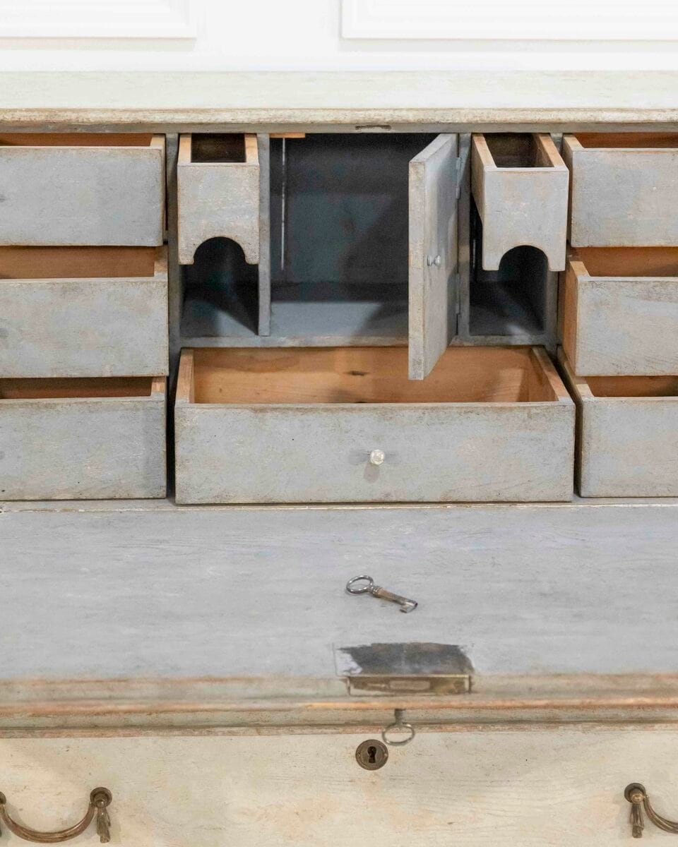 Mid-19th Century Swedish Painted Secretary in Pine, circa 1840–1850 - JAA