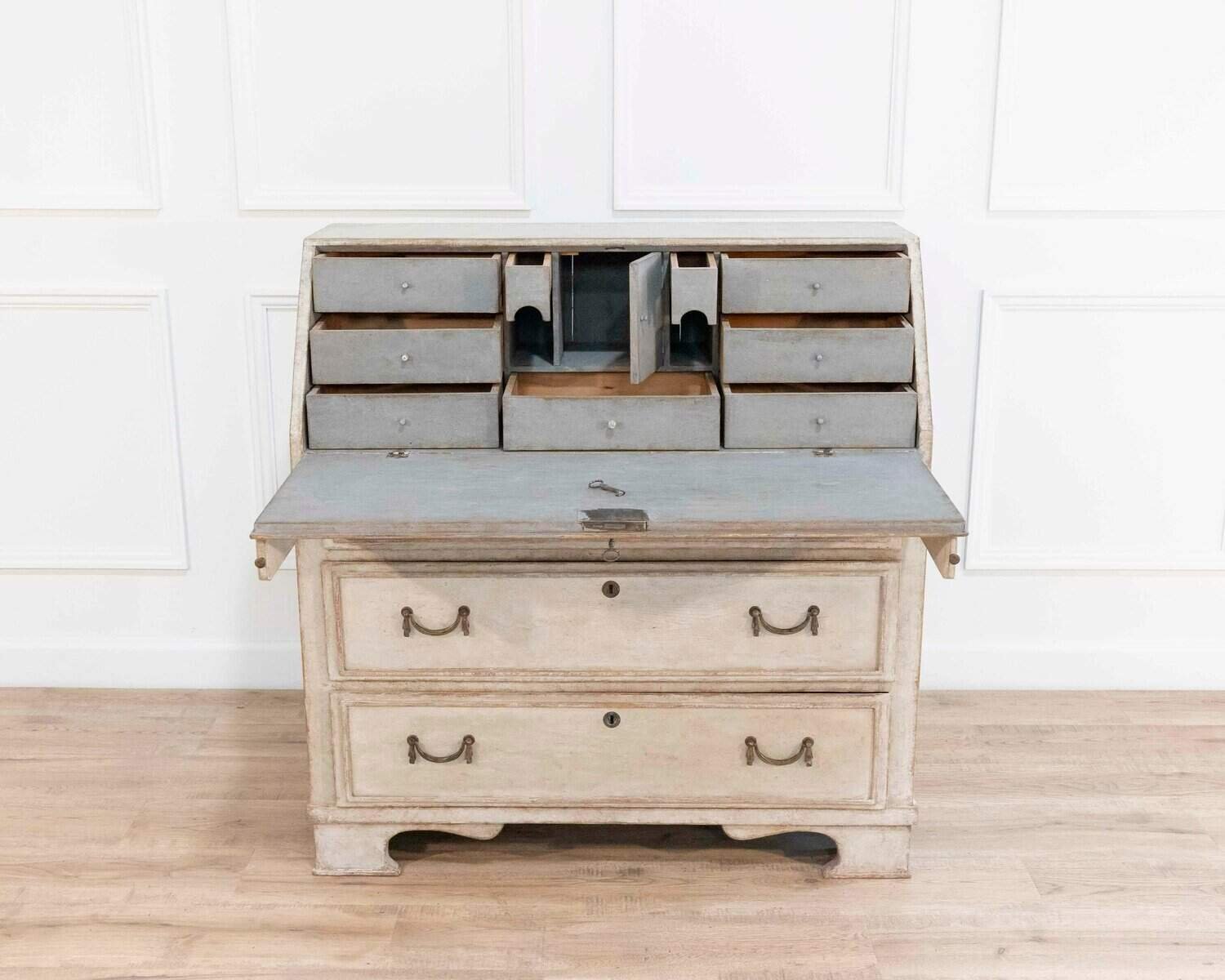 Mid-19th Century Swedish Painted Secretary in Pine, circa 1840–1850 - JAA