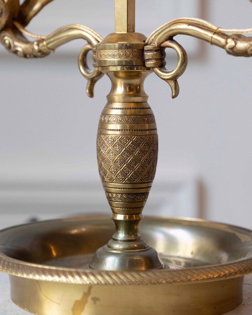 Gilded bronze hot water bottle lamp, with winged swans - JAA