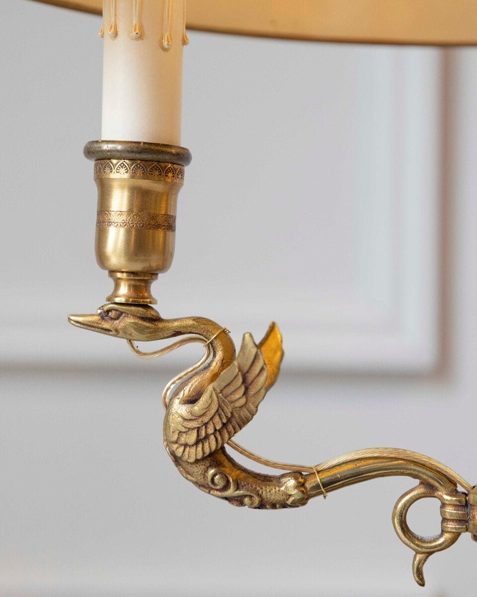 Gilded bronze hot water bottle lamp, with winged swans - JAA