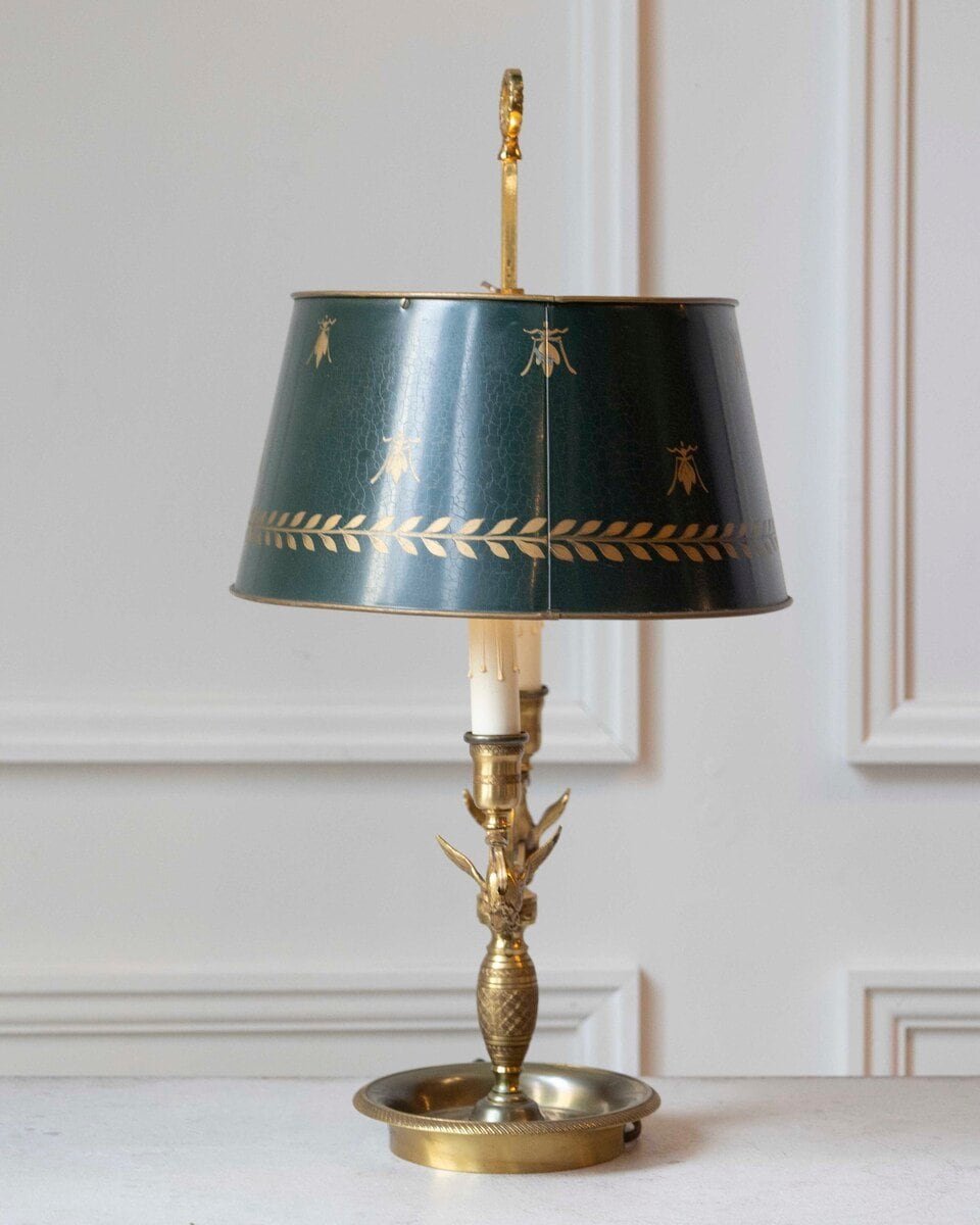 Gilded bronze hot water bottle lamp, with winged swans - JAA