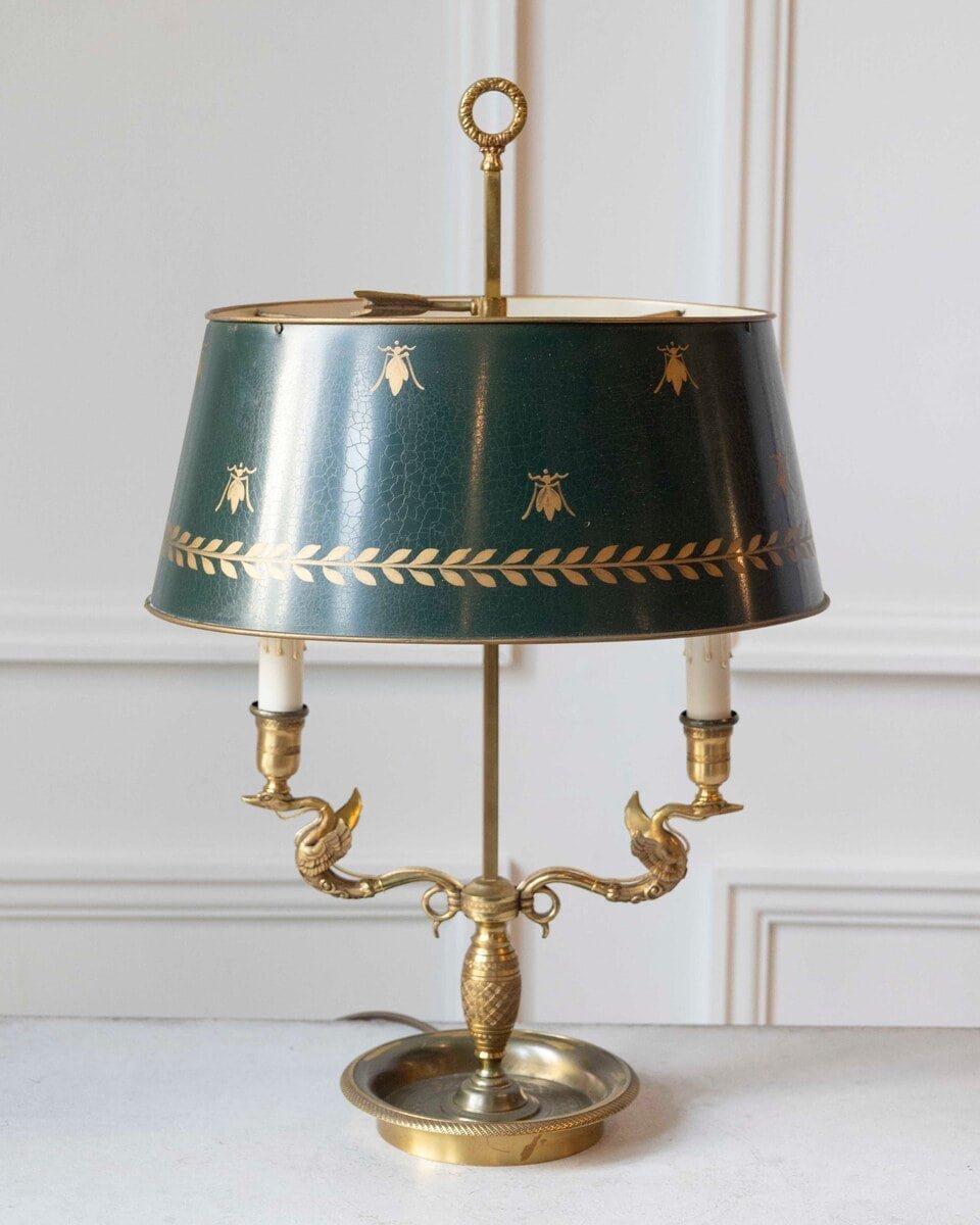 Gilded bronze hot water bottle lamp, with winged swans - JAA