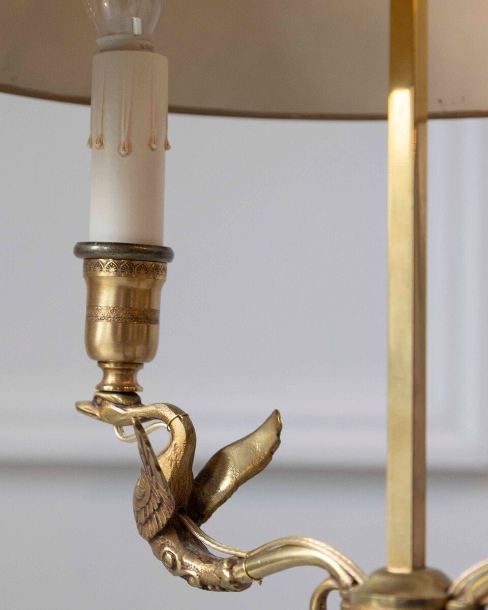 Gilded bronze hot water bottle lamp, with winged swans - JAA
