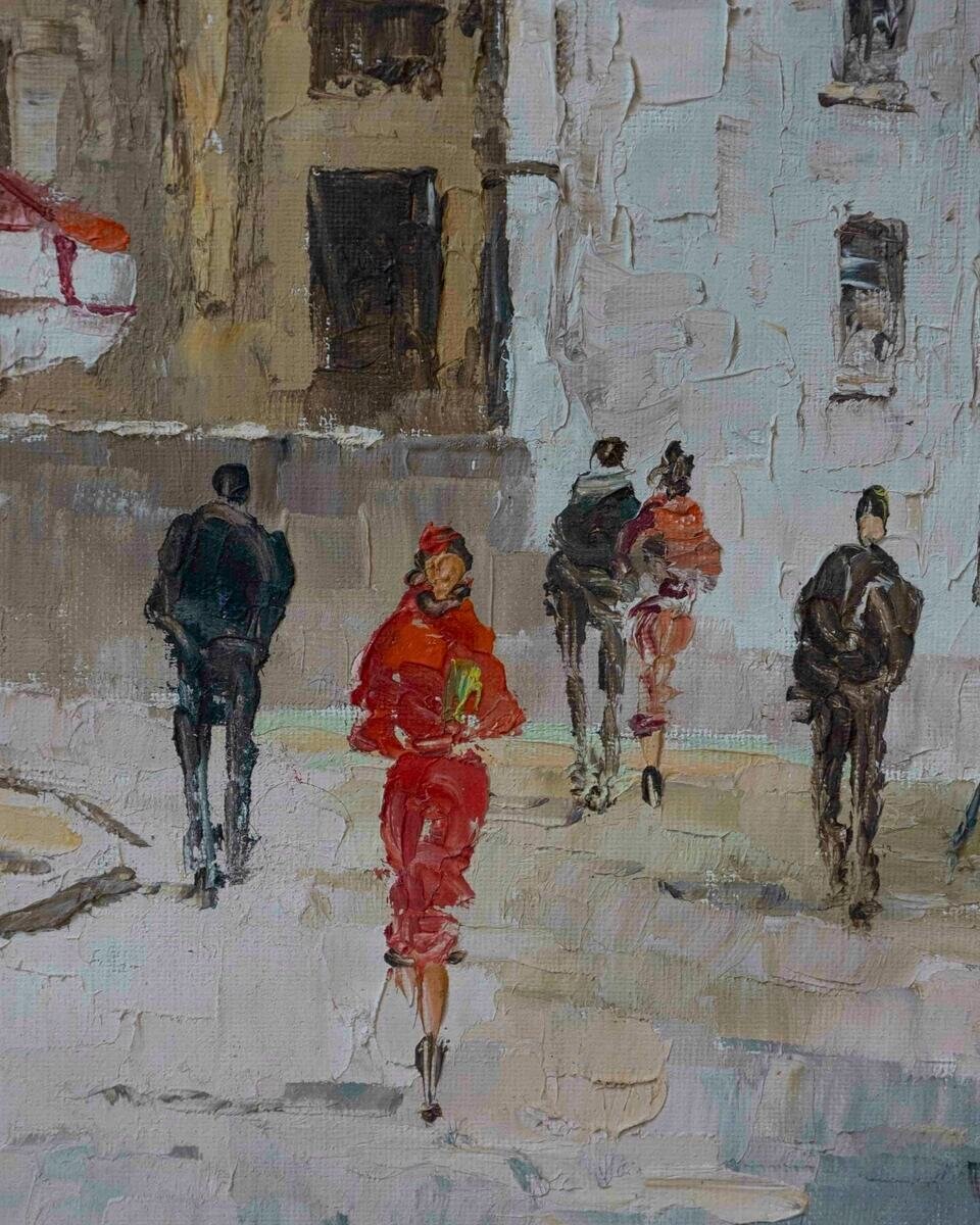 Mid-20th Century French “Montmartre, Place du Tertre” Oil on Canvas, Sacré-Cœur View - JAA