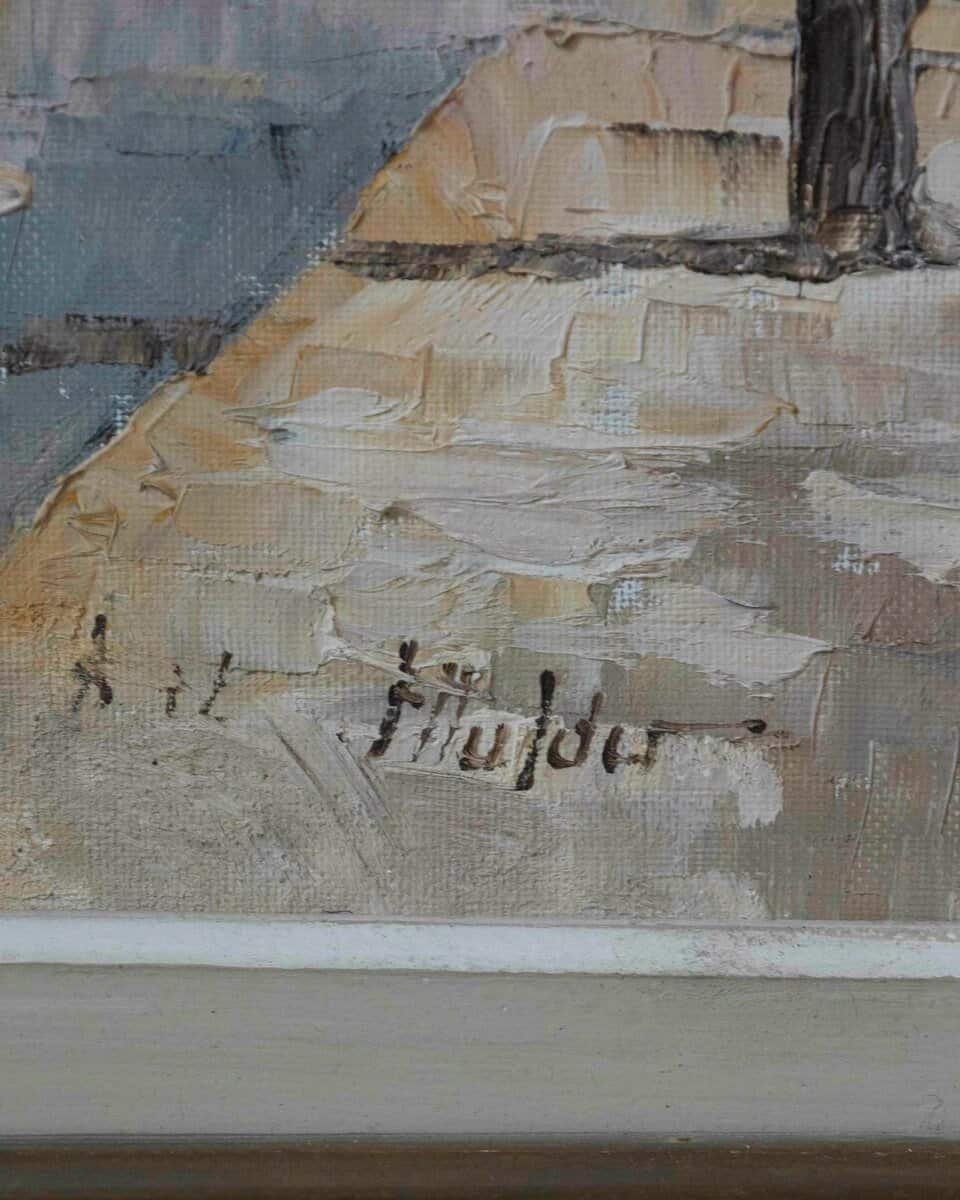 Mid-20th Century French “Montmartre, Place du Tertre” Oil on Canvas, Sacré-Cœur View - JAA