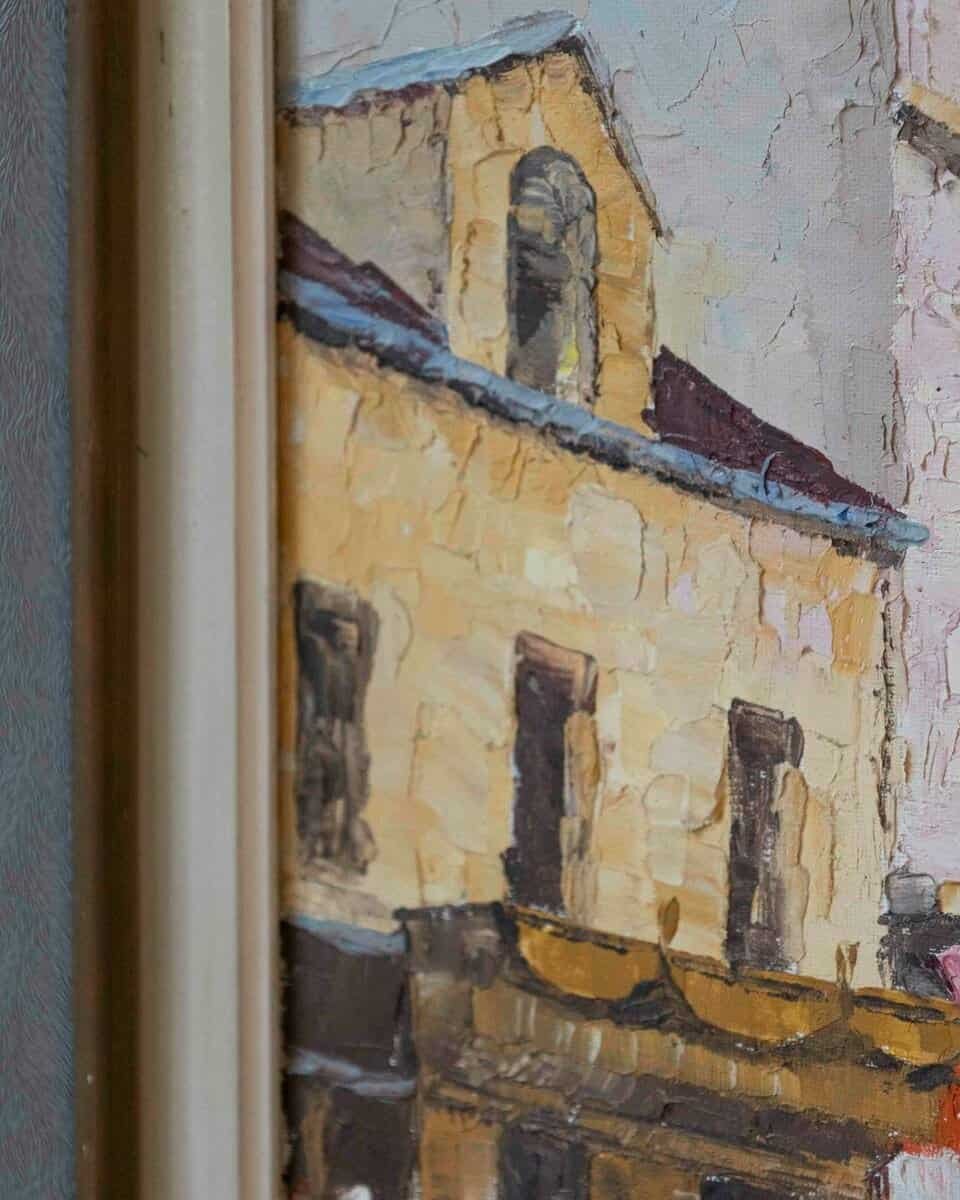 Mid-20th Century French “Montmartre, Place du Tertre” Oil on Canvas, Sacré-Cœur View - JAA