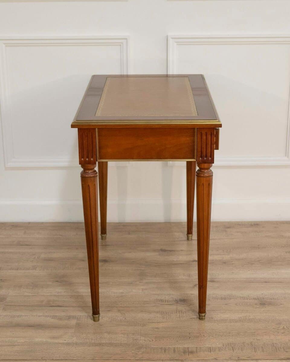 Louis XVI Style Mahogany Writing Desk with Leather Top, Mid-20th Century - JAA