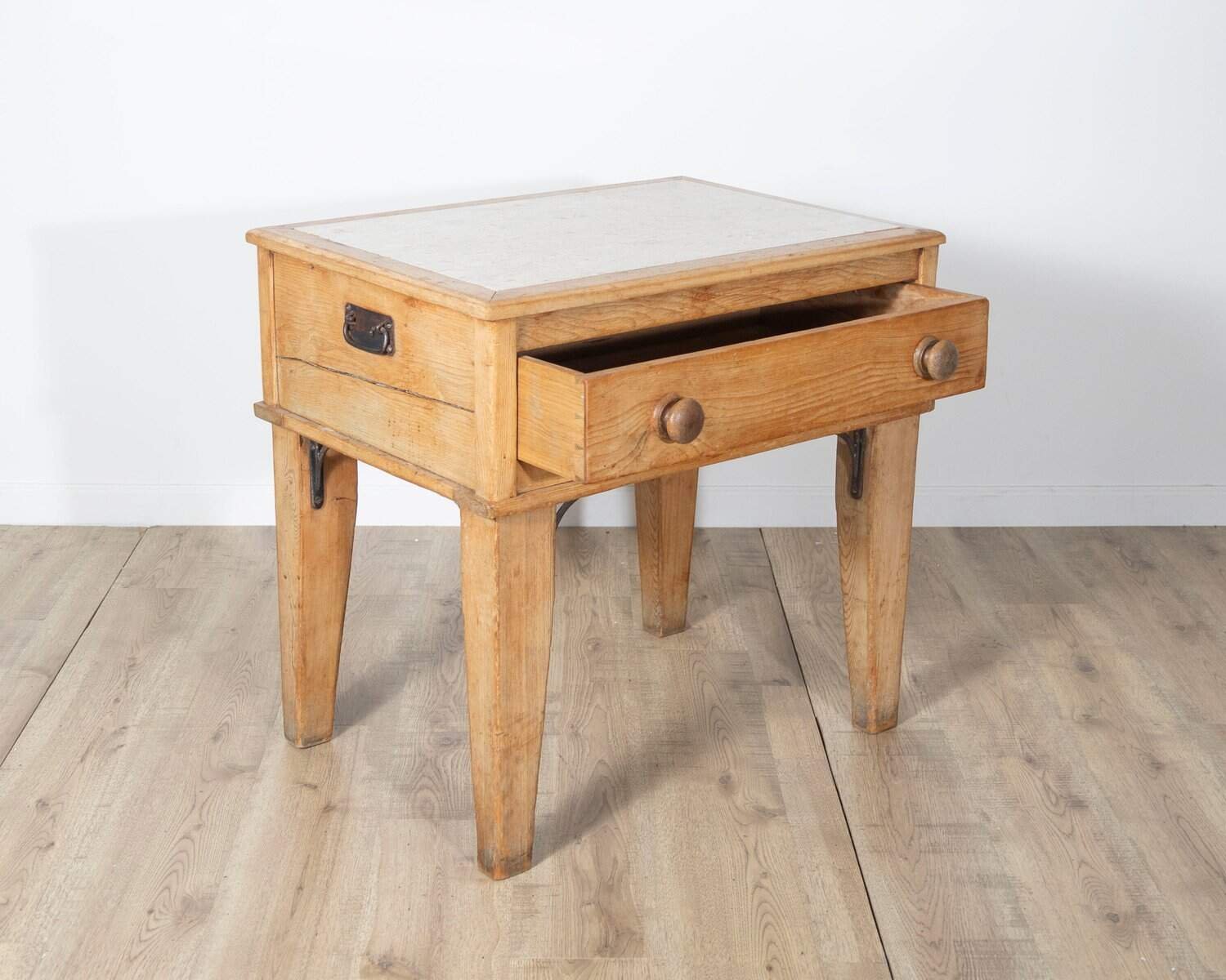 Louis XVI Style Bedside Table with Marble Top - JAA