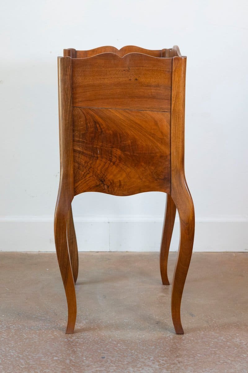 French Louis XV Style 19th Century Wooden Bedside Table with Open Shelf - JAA