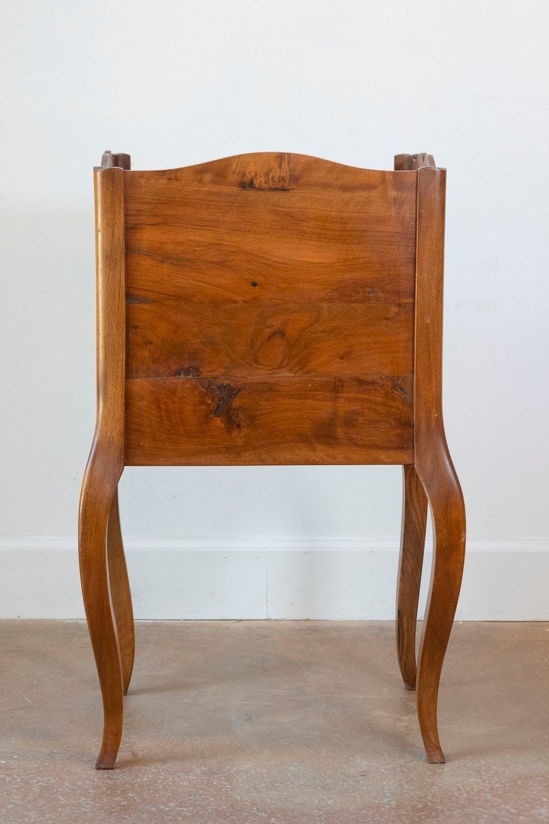 French Louis XV Style 19th Century Wooden Bedside Table with Open Shelf - JAA