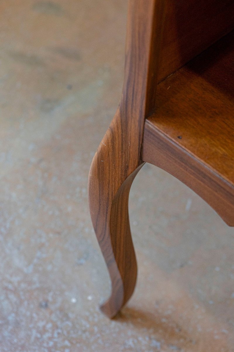 French Louis XV Style 19th Century Wooden Bedside Table with Open Shelf - JAA