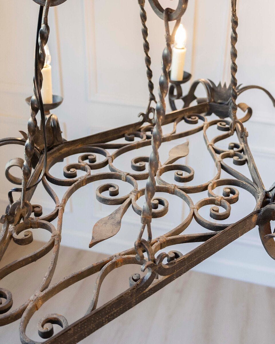 20th Century French Wrought Iron Chandelier - JAA