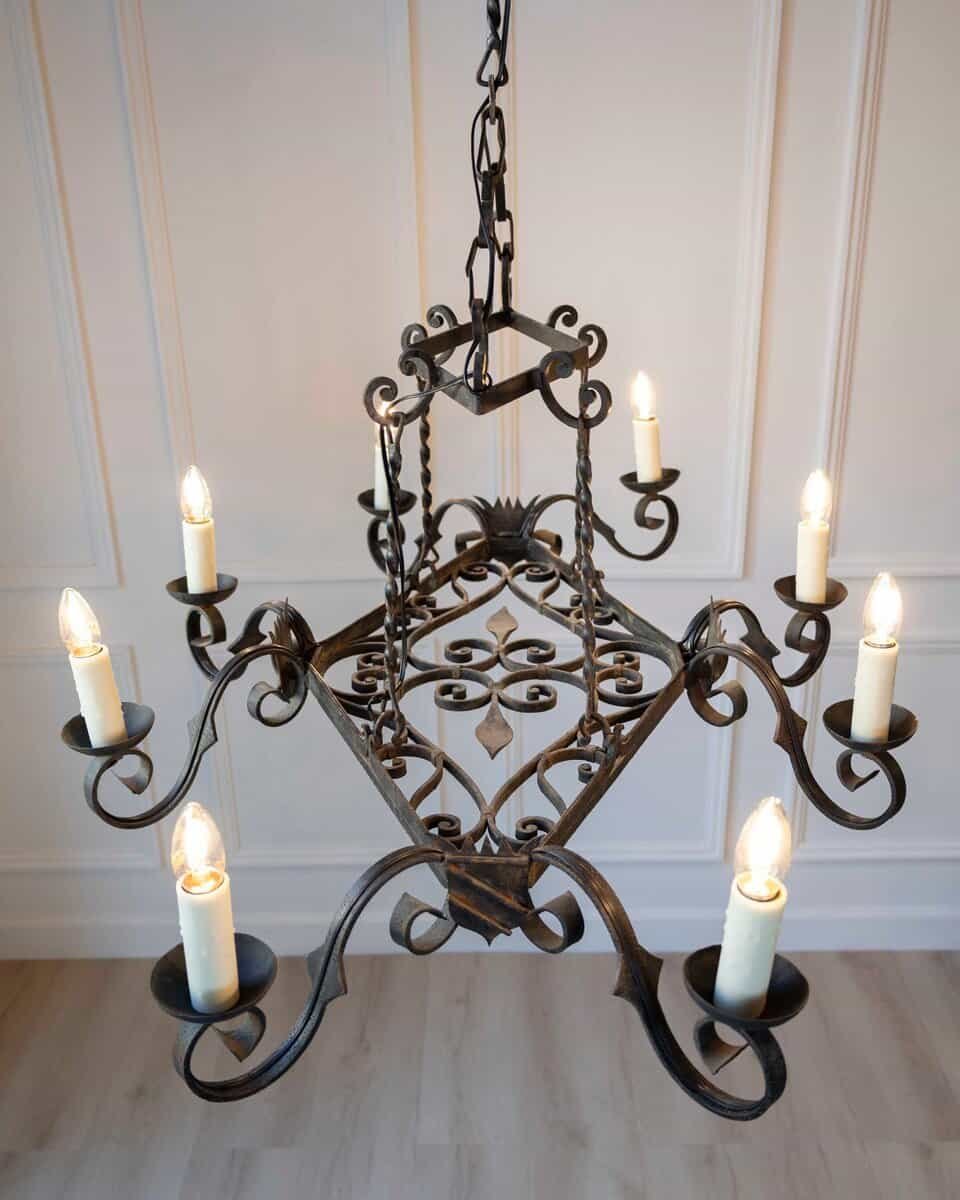 20th Century French Wrought Iron Chandelier - JAA