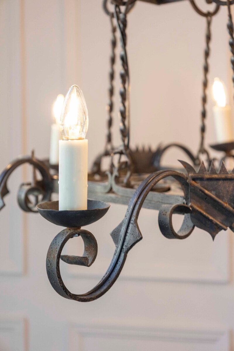 20th Century French Wrought Iron Chandelier - JAA