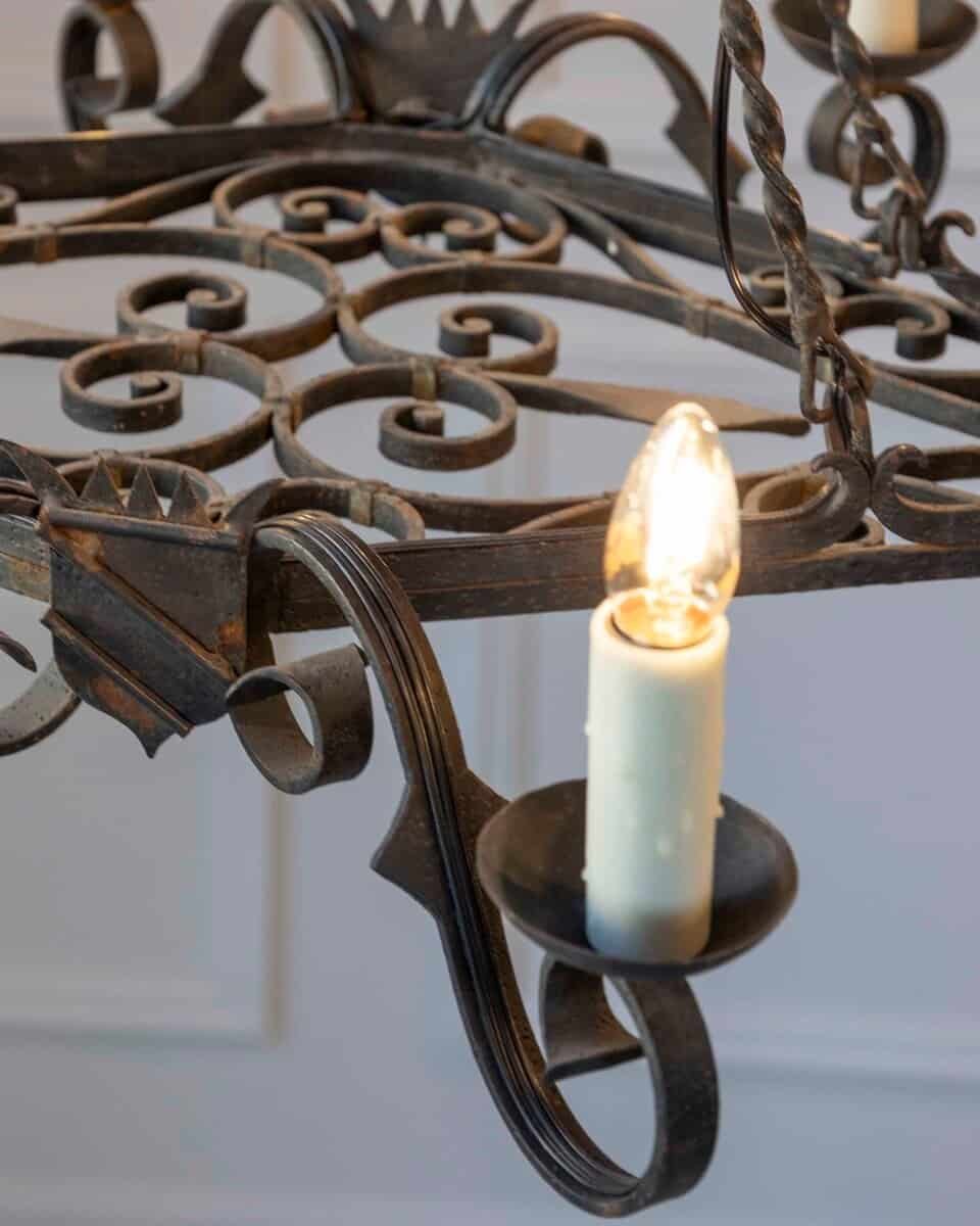 20th Century French Wrought Iron Chandelier - JAA