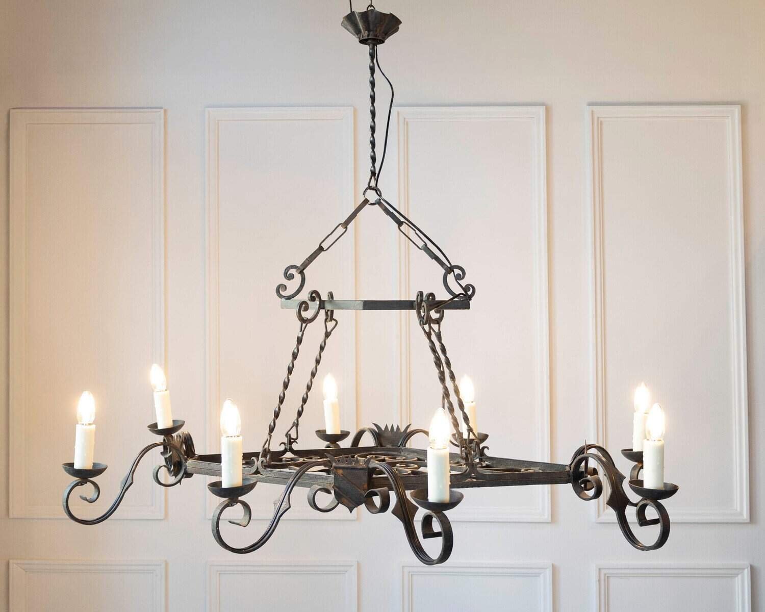 20th Century French Wrought Iron Chandelier - JAA