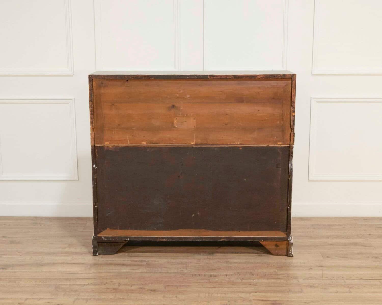 19th-Century Swedish Bureau with Carved Columns and Blue-Painted Interior - JAA