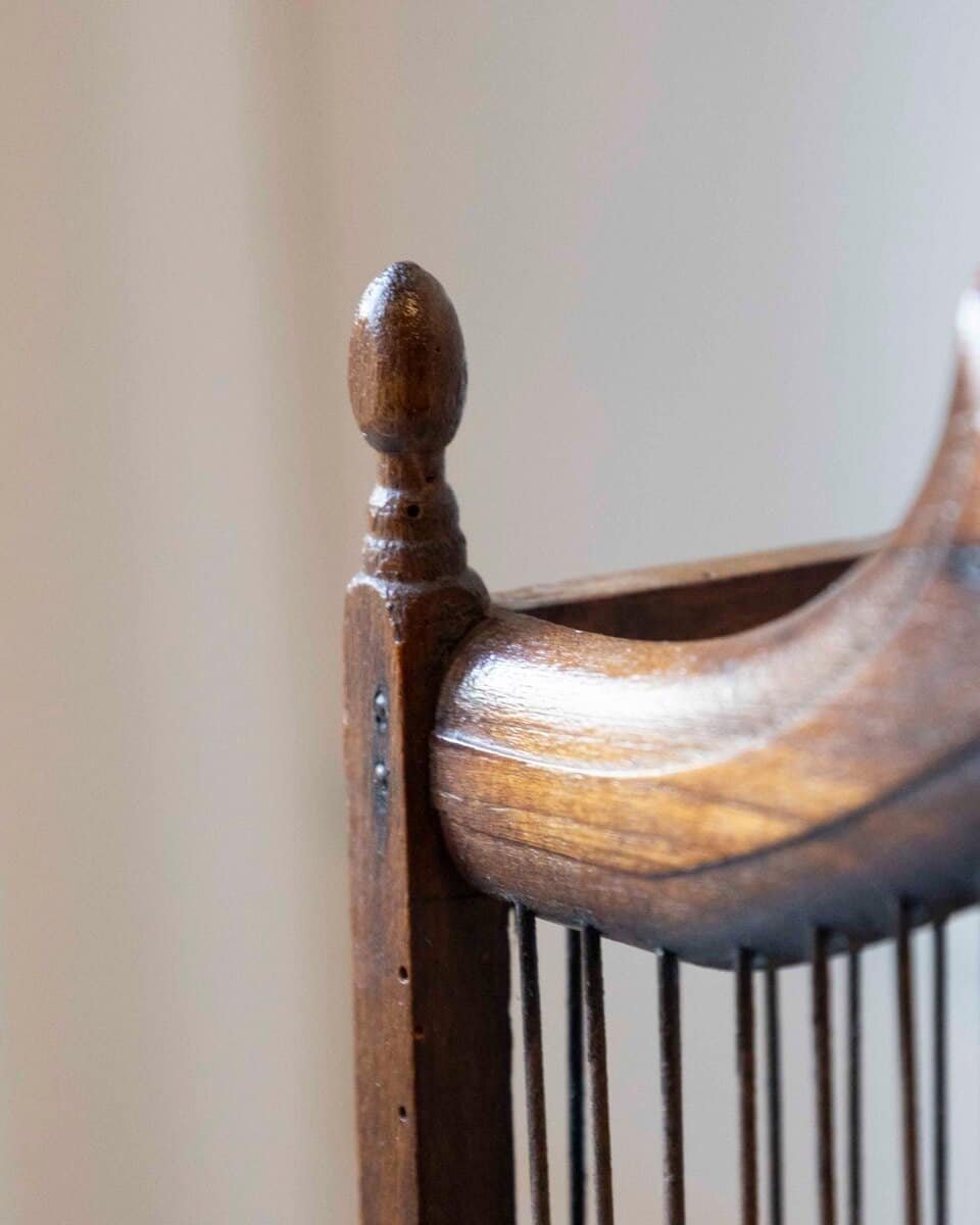 French 19th Century Beech Wood Architectural Birdcage with Carved Crown, Double Doors and Removable Center Divider - JAA